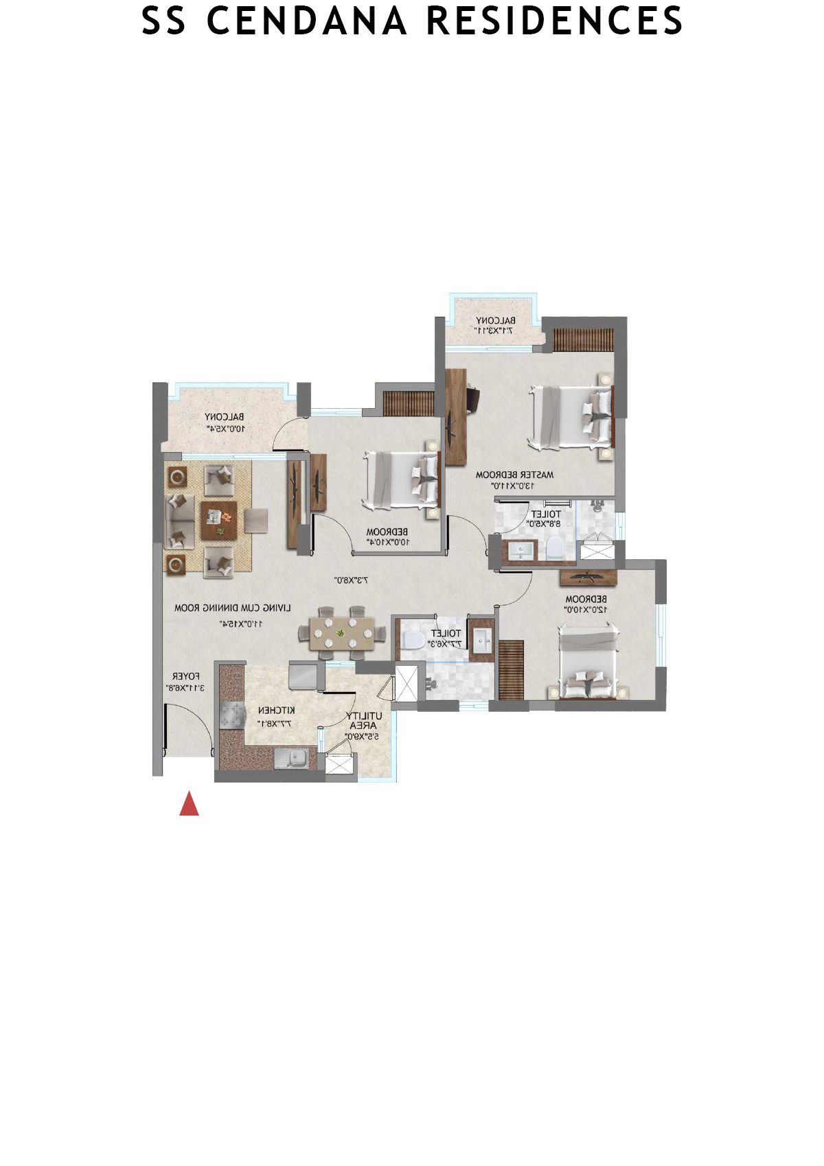 SS Cendana Residences Tower 8 Unit 3 Floor Plan