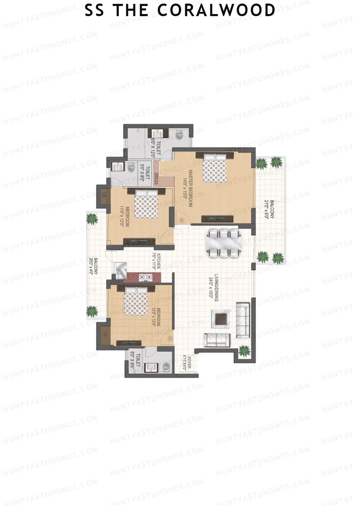 SS The Coralwood Tower C Unit 1 (Type B) Floor Plan