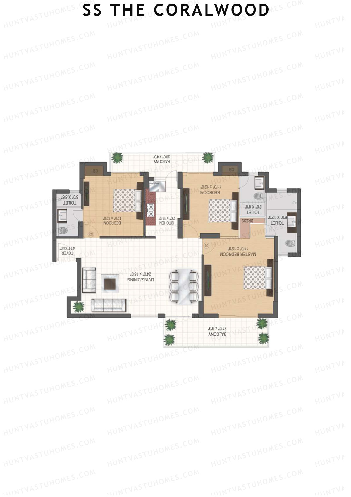 SS The Coralwood Tower D Unit 1 (Type B) Floor Plan
