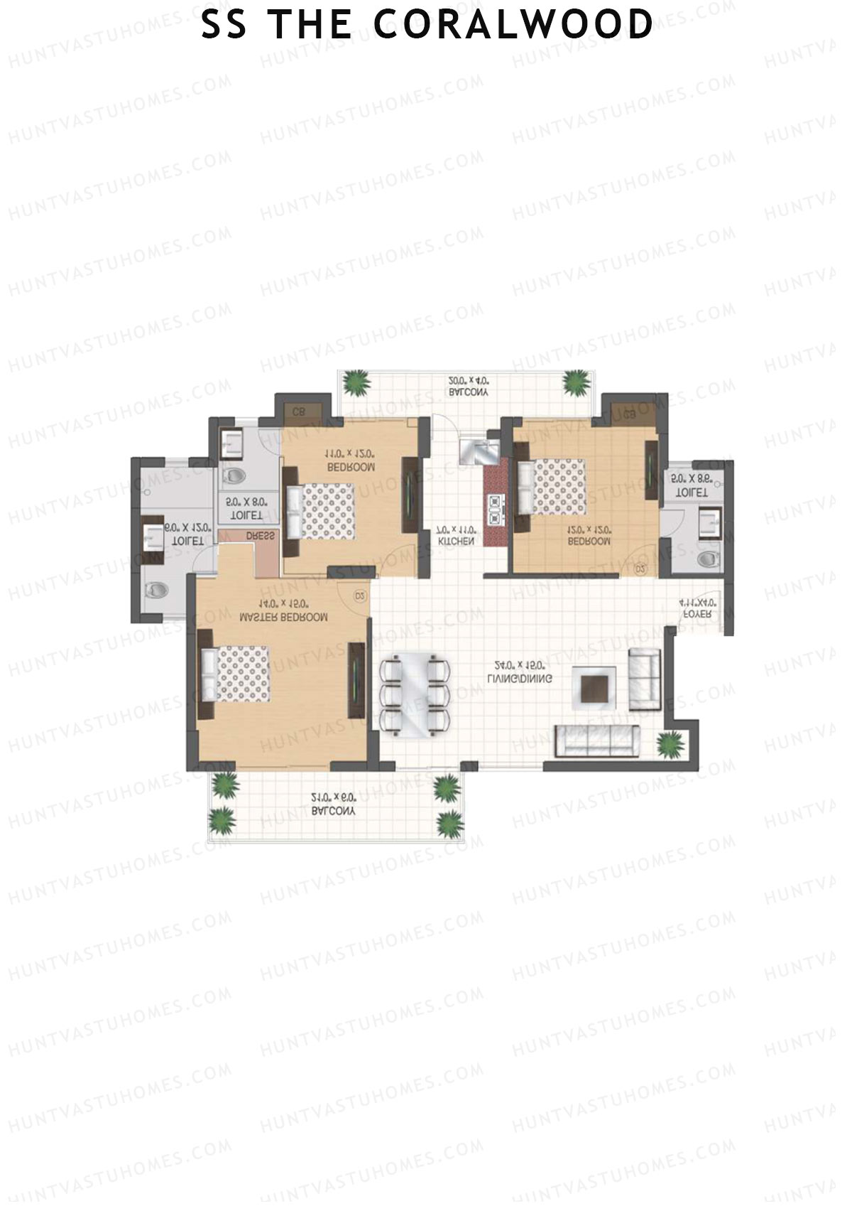 SS The Coralwood Tower D Unit 3 (Type B) Floor Plan