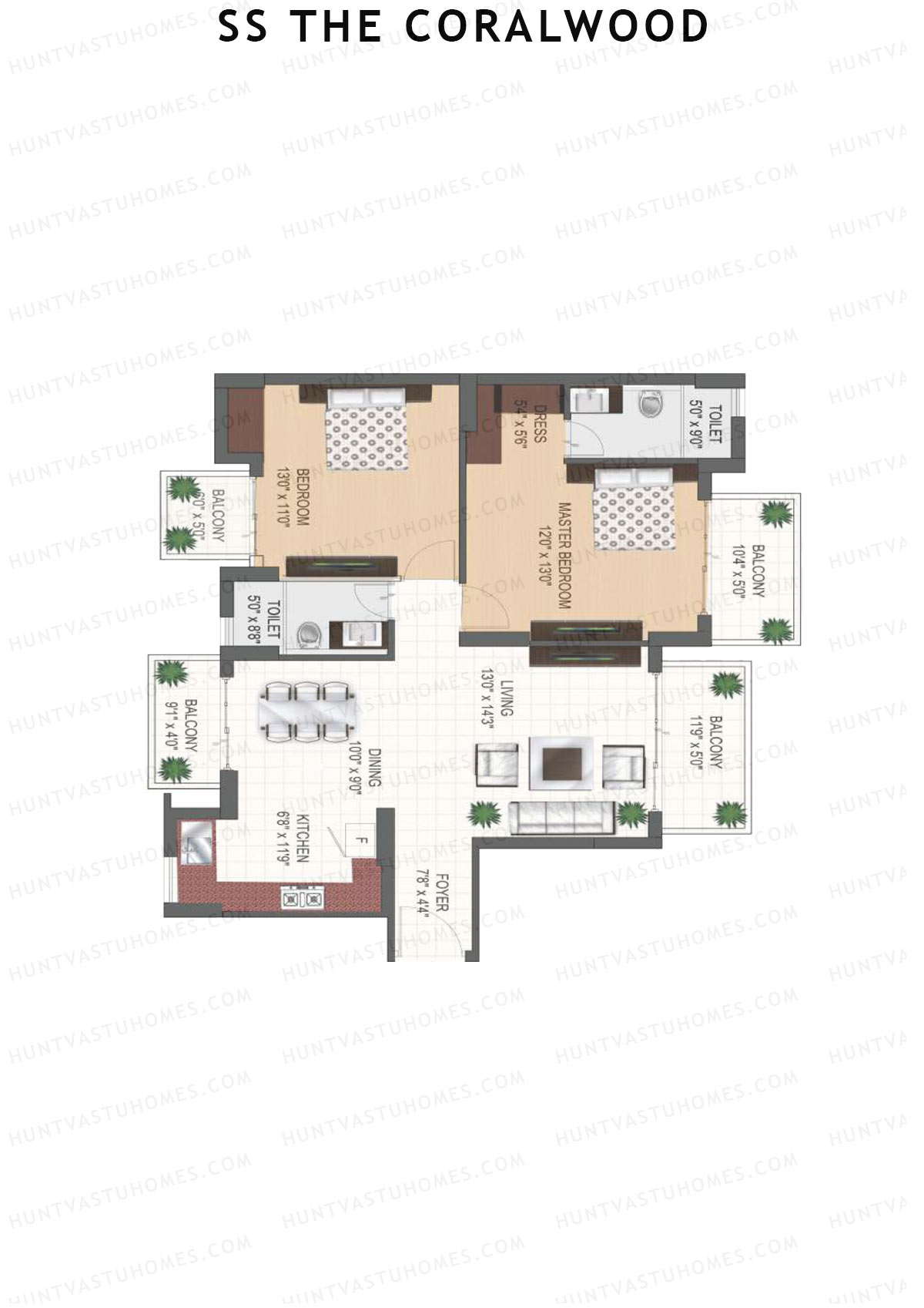 SS The Coralwood Tower J Unit 1 (Type F) Floor Plan