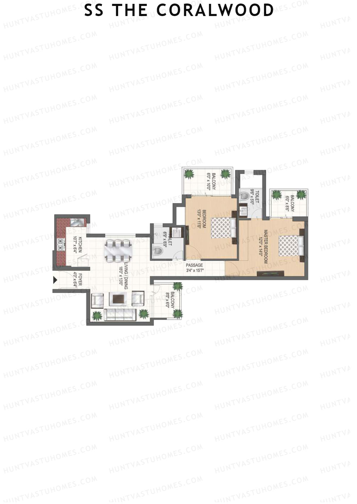 SS The Coralwood Tower J Unit 2 (Type E) Floor Plan