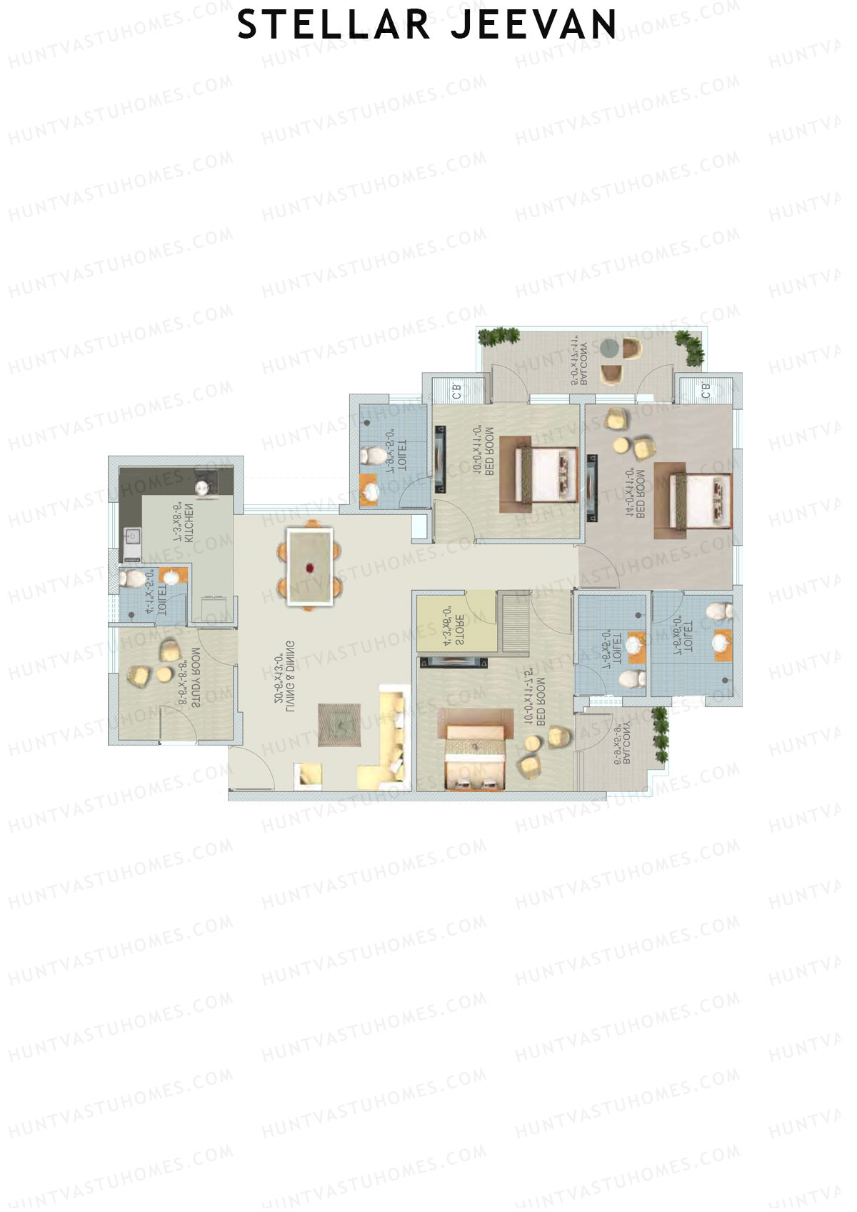 Stellar Jeevan Tower F Unit 1 Floor Plan
