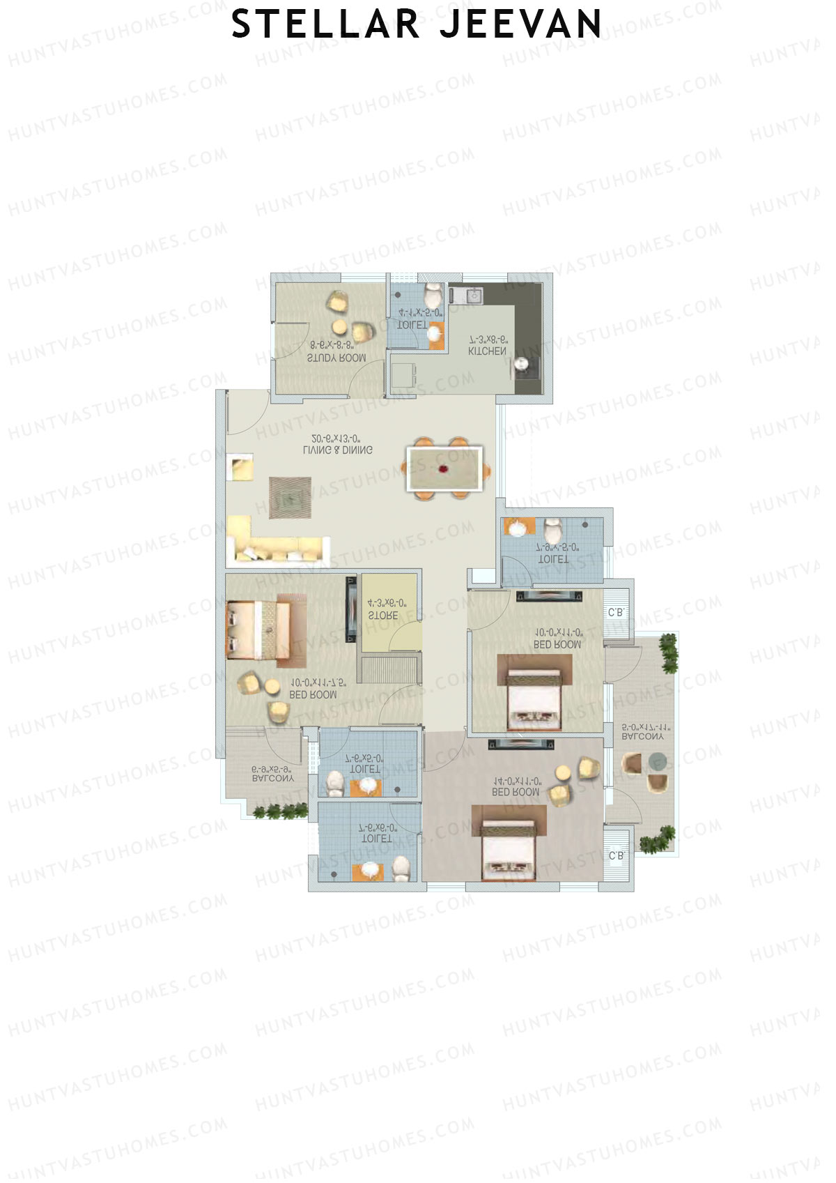 Stellar Jeevan Tower F Unit 3 Floor Plan