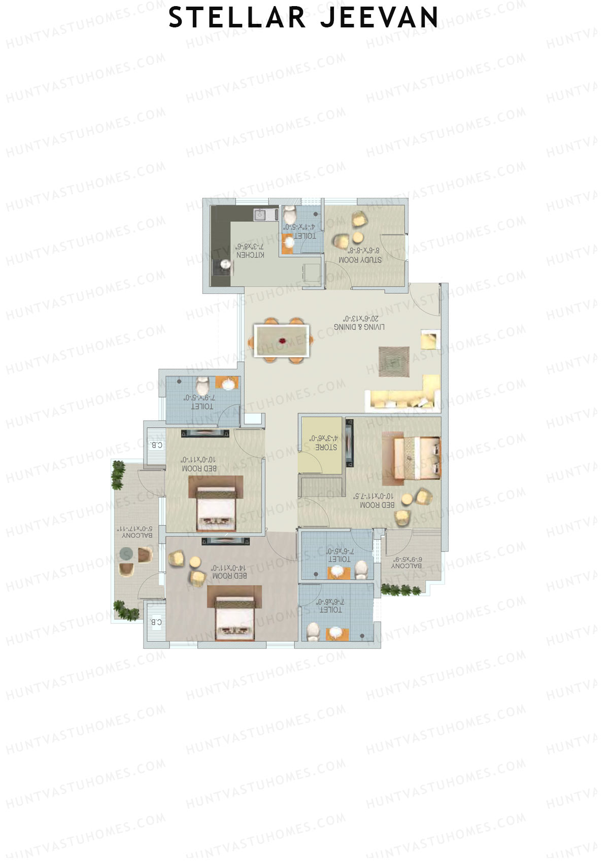 Stellar Jeevan Tower F Unit 4 Floor Plan