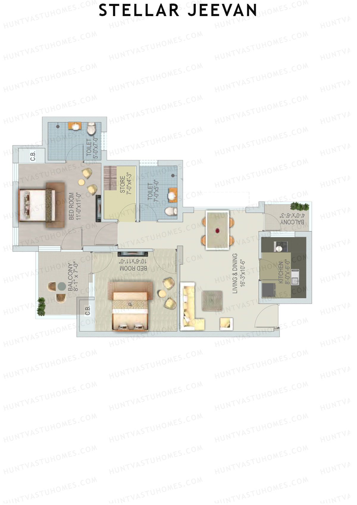 Stellar Jeevan Tower H Unit 6 Floor Plan