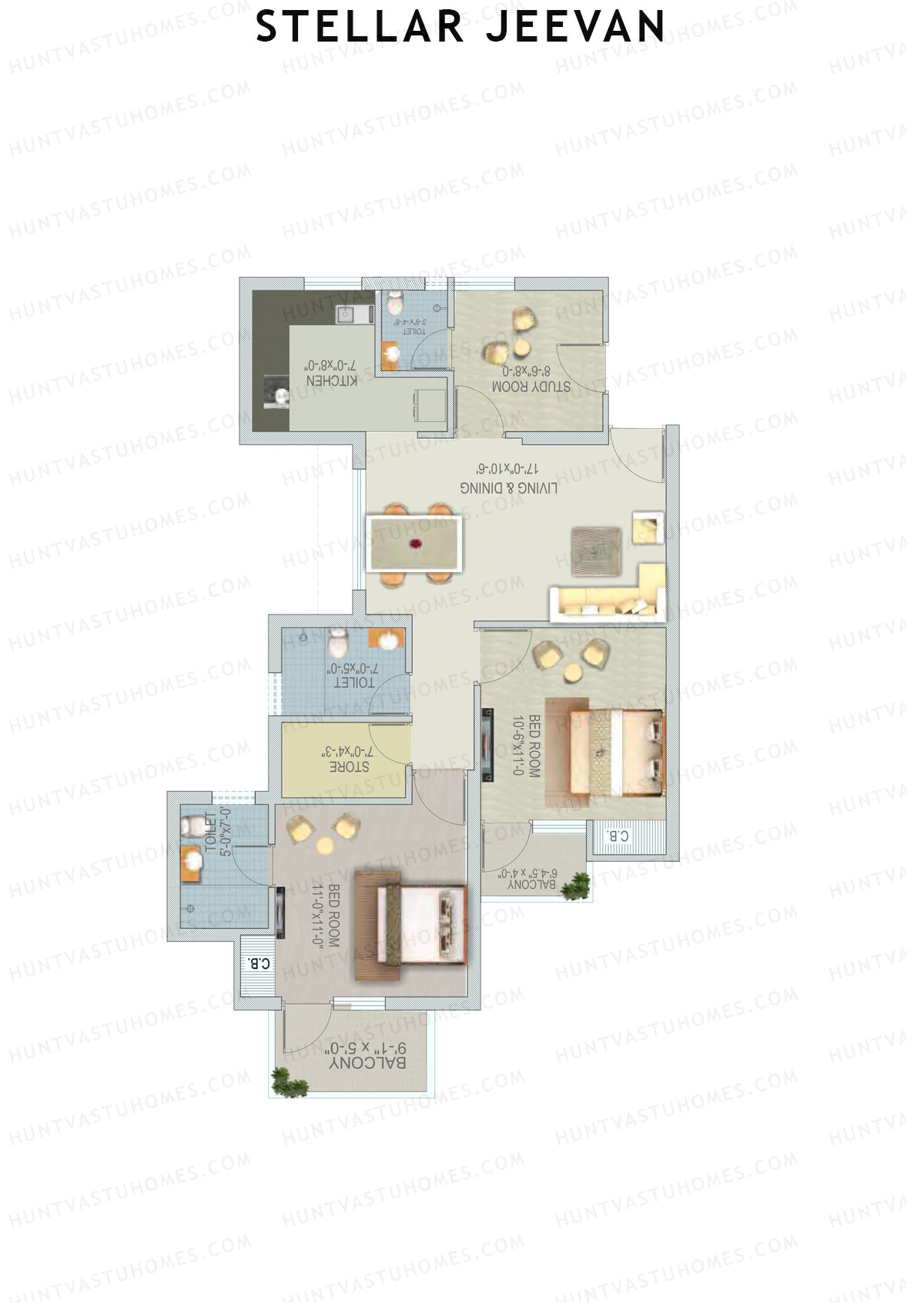 Stellar Jeevan Tower M Unit 4 Floor Plan