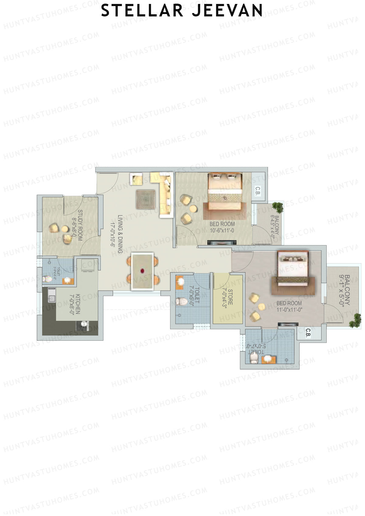 Stellar Jeevan Tower P Unit 2 Floor Plan