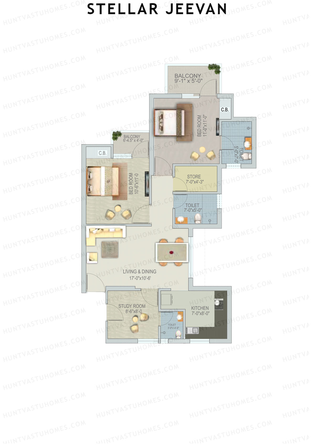 Stellar Jeevan Tower P Unit 8 Floor Plan