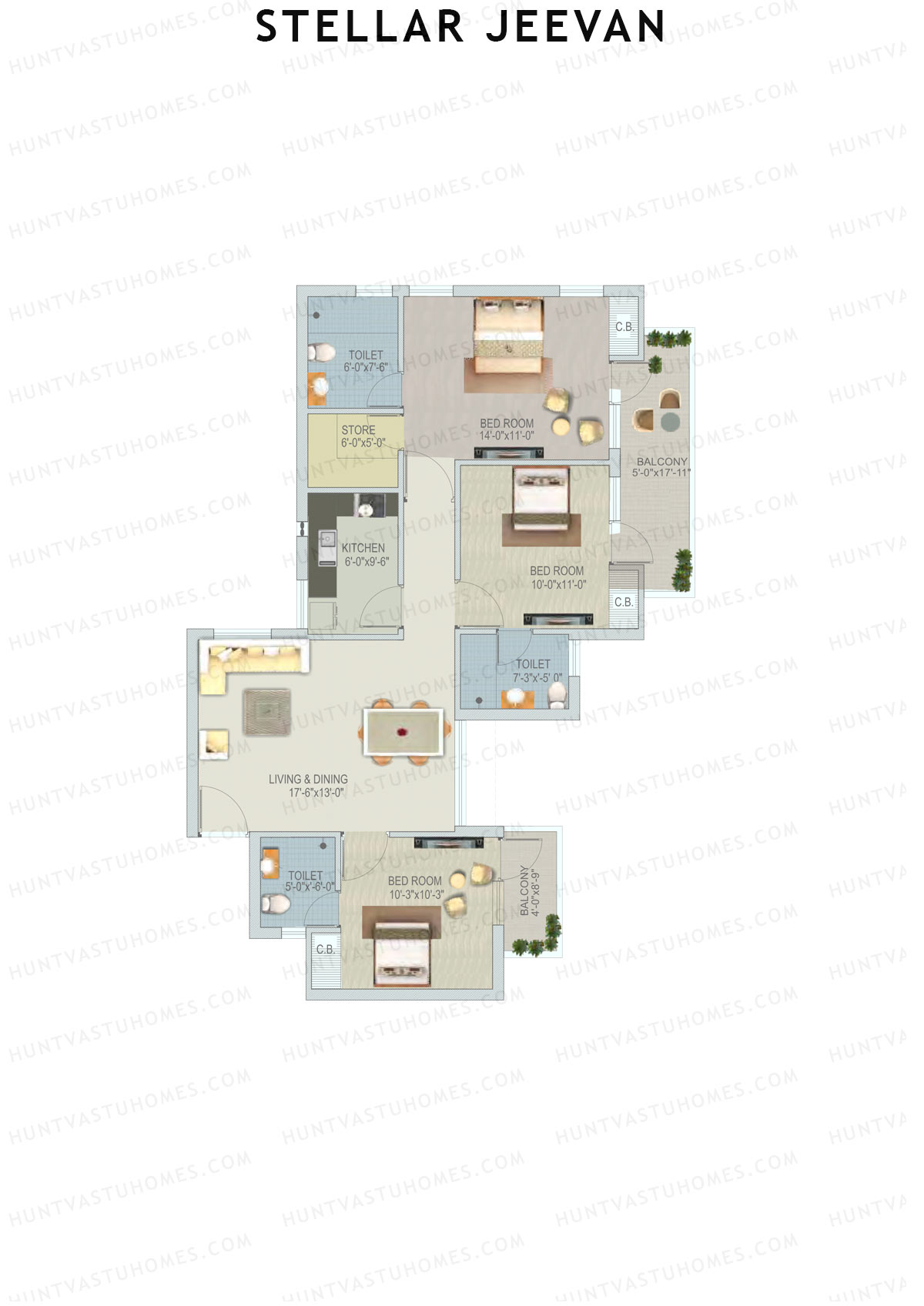 Stellar Jeevan Tower Q Unit 8 Floor Plan