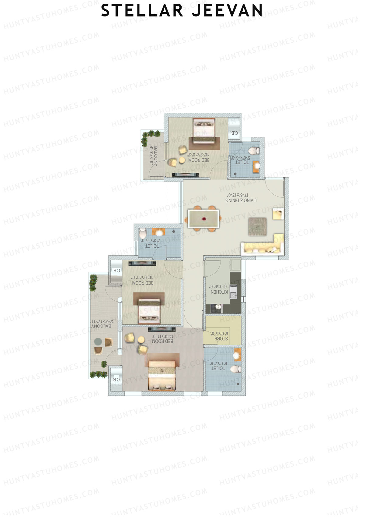 Stellar Jeevan Tower R Unit 4 Floor Plan