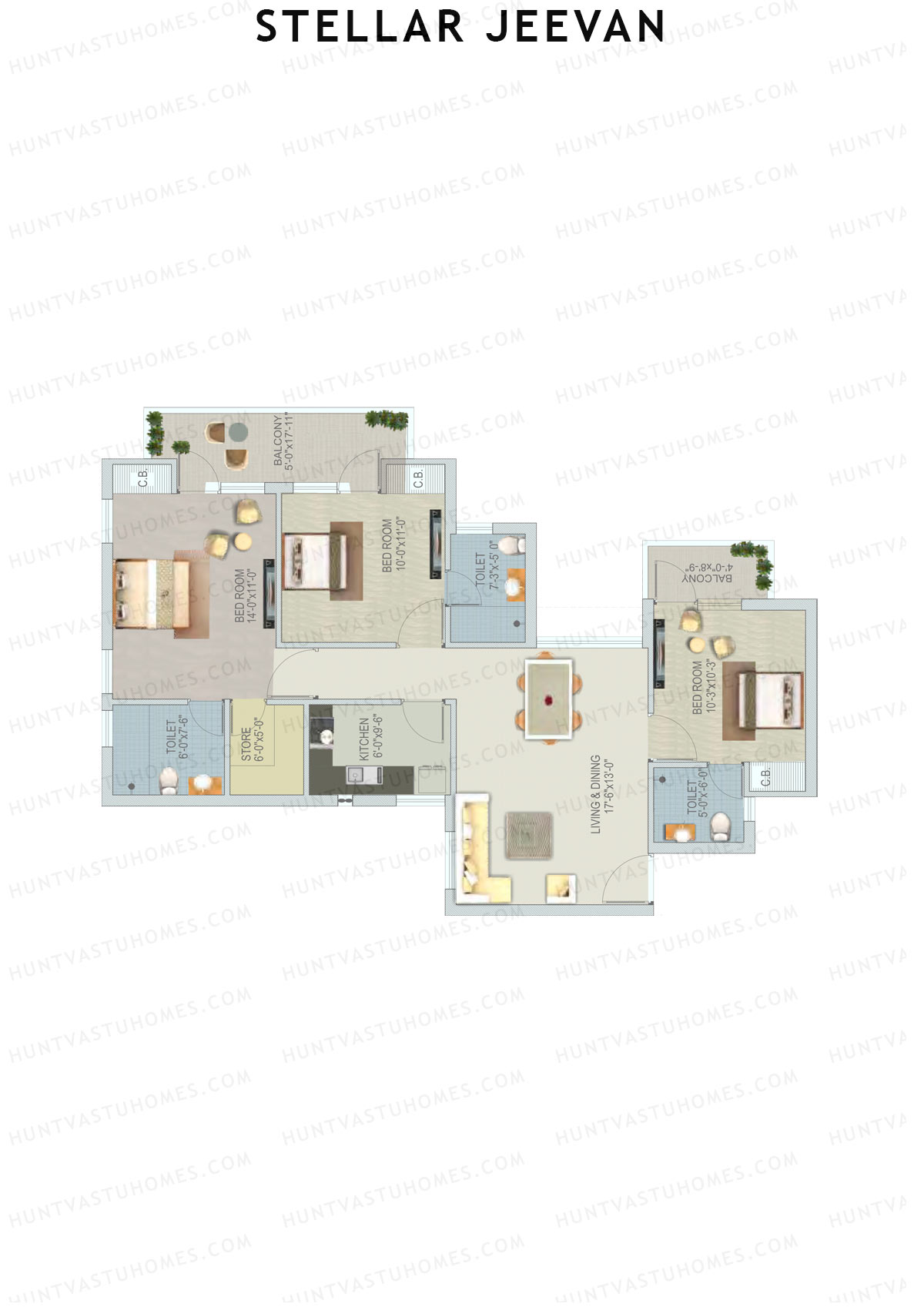 Stellar Jeevan Tower R Unit 6 Floor Plan