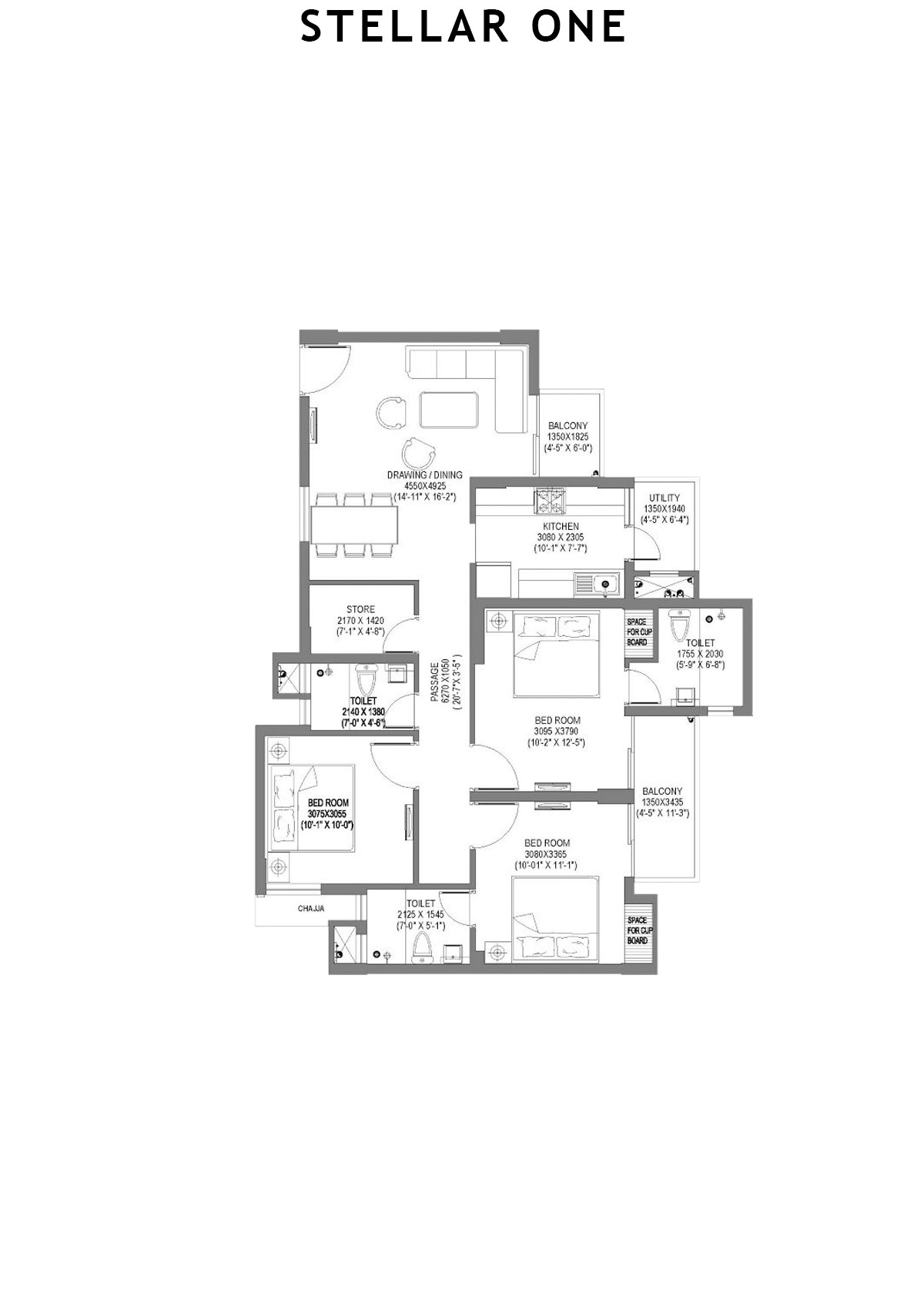 Stellar One Block F Unit 2 Floor Plan