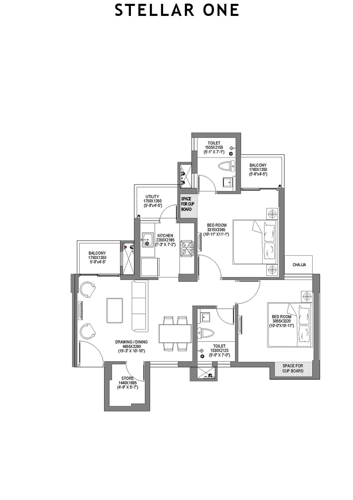 Stellar One Block H Unit 4 Floor Plan