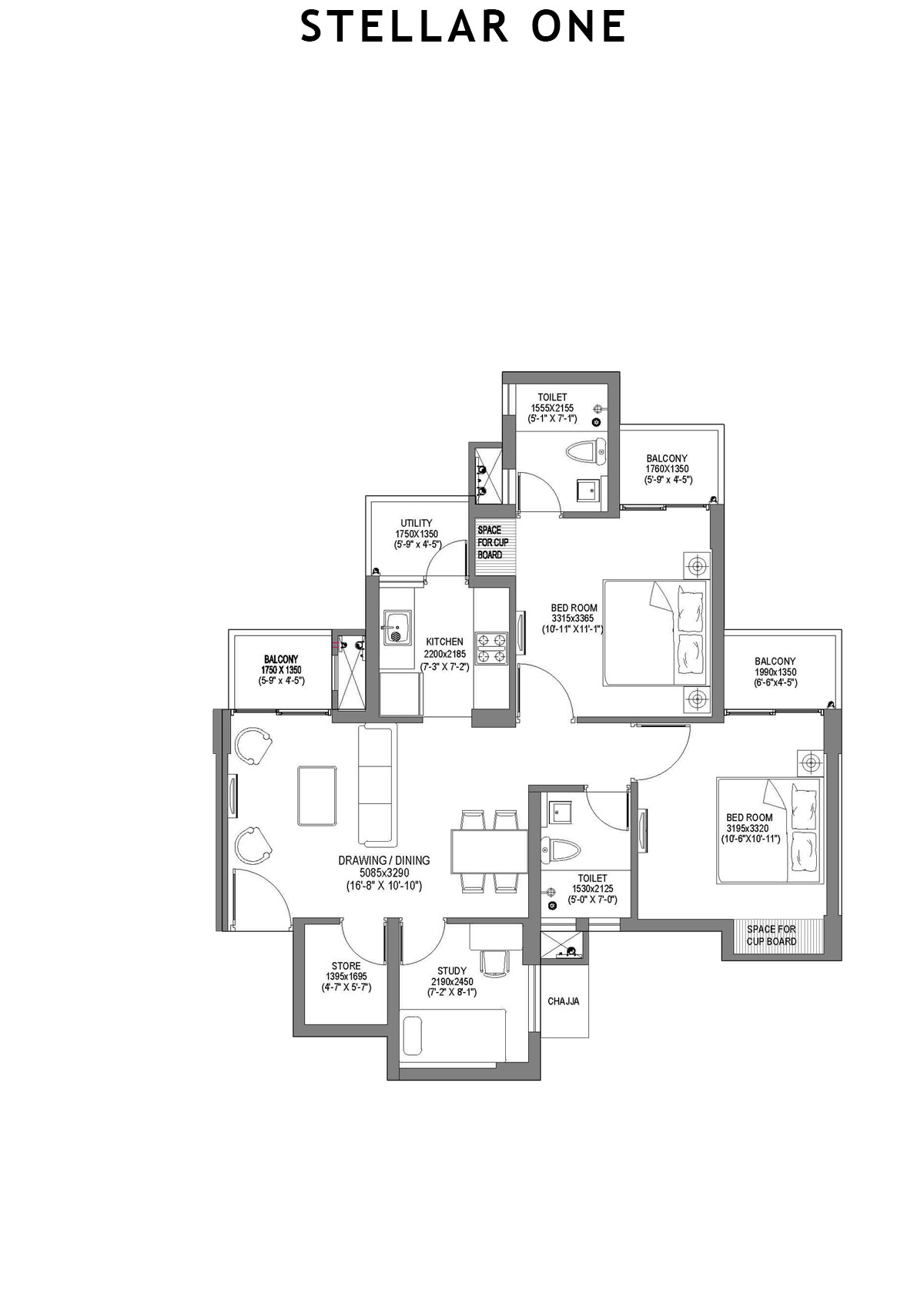 Stellar One Block J Unit 2 Floor Plan