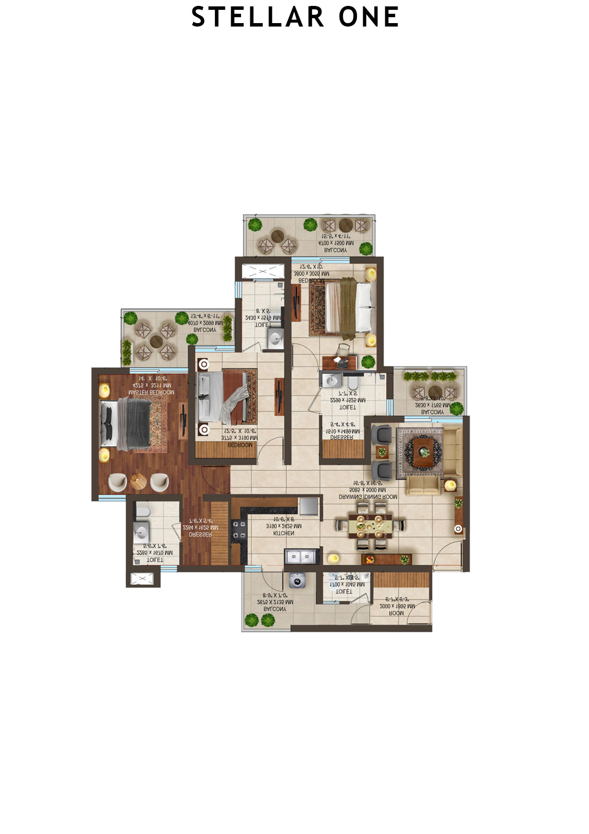 Stellar One Block M Unit 1 (Type 111) Floor Plan