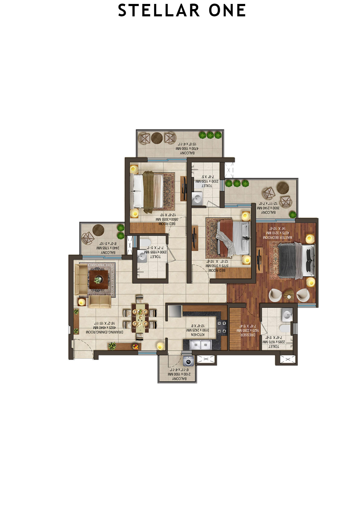 Stellar One Block M Unit 2 (Type 1) Floor Plan