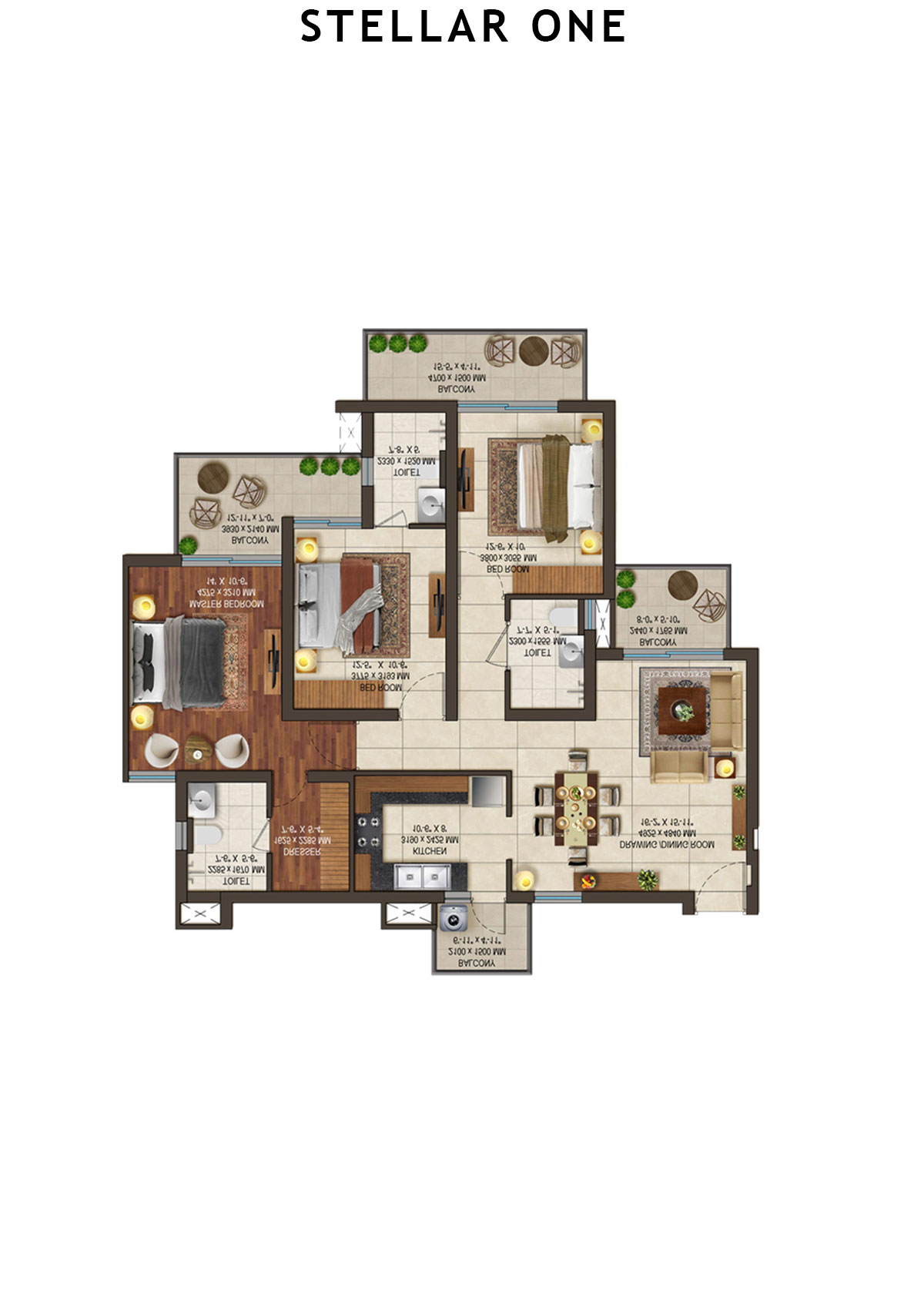 Stellar One Block M Unit 3 (Type 1) Floor Plan