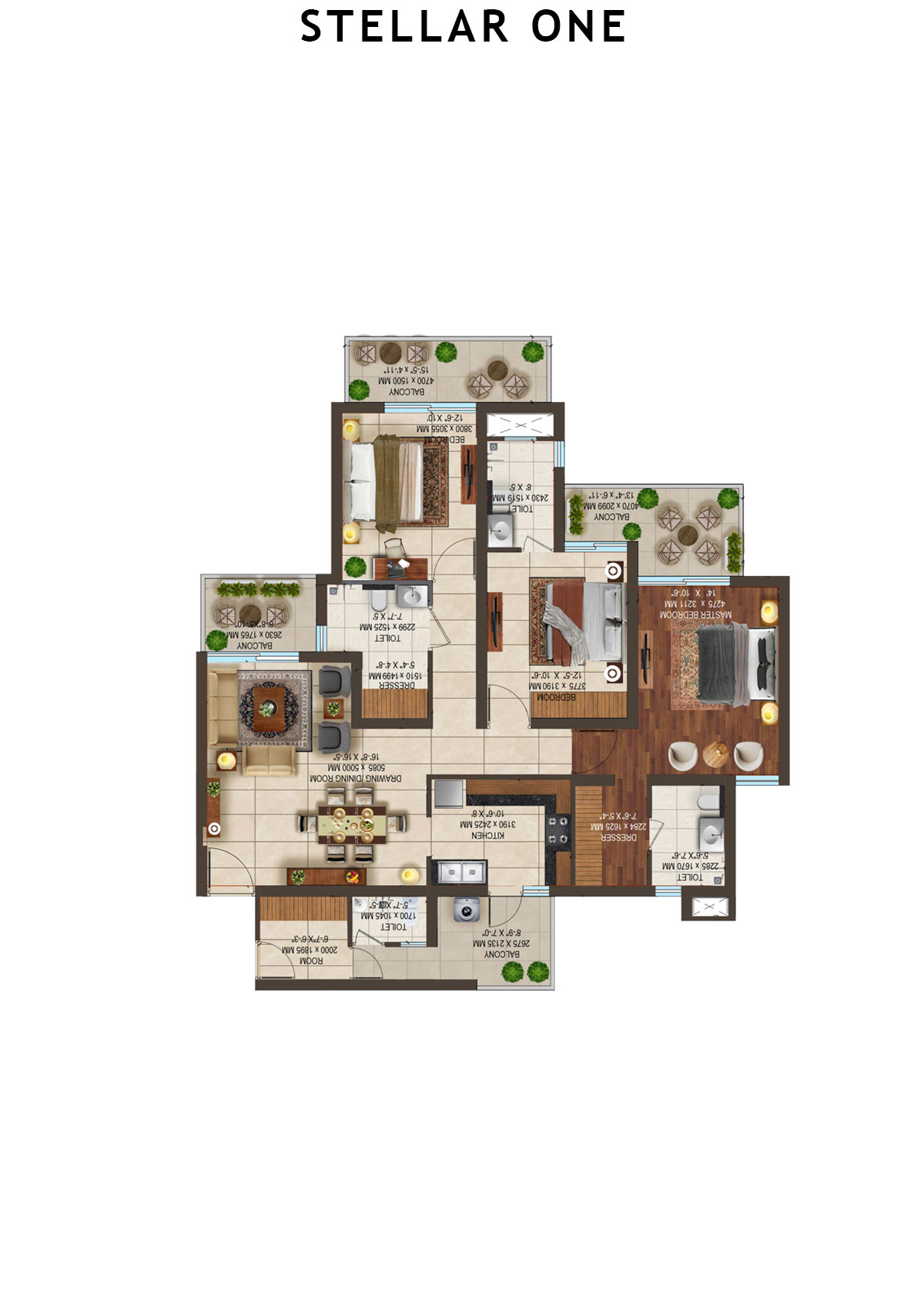 Stellar One Block M Unit 4 (Type 111) Floor Plan
