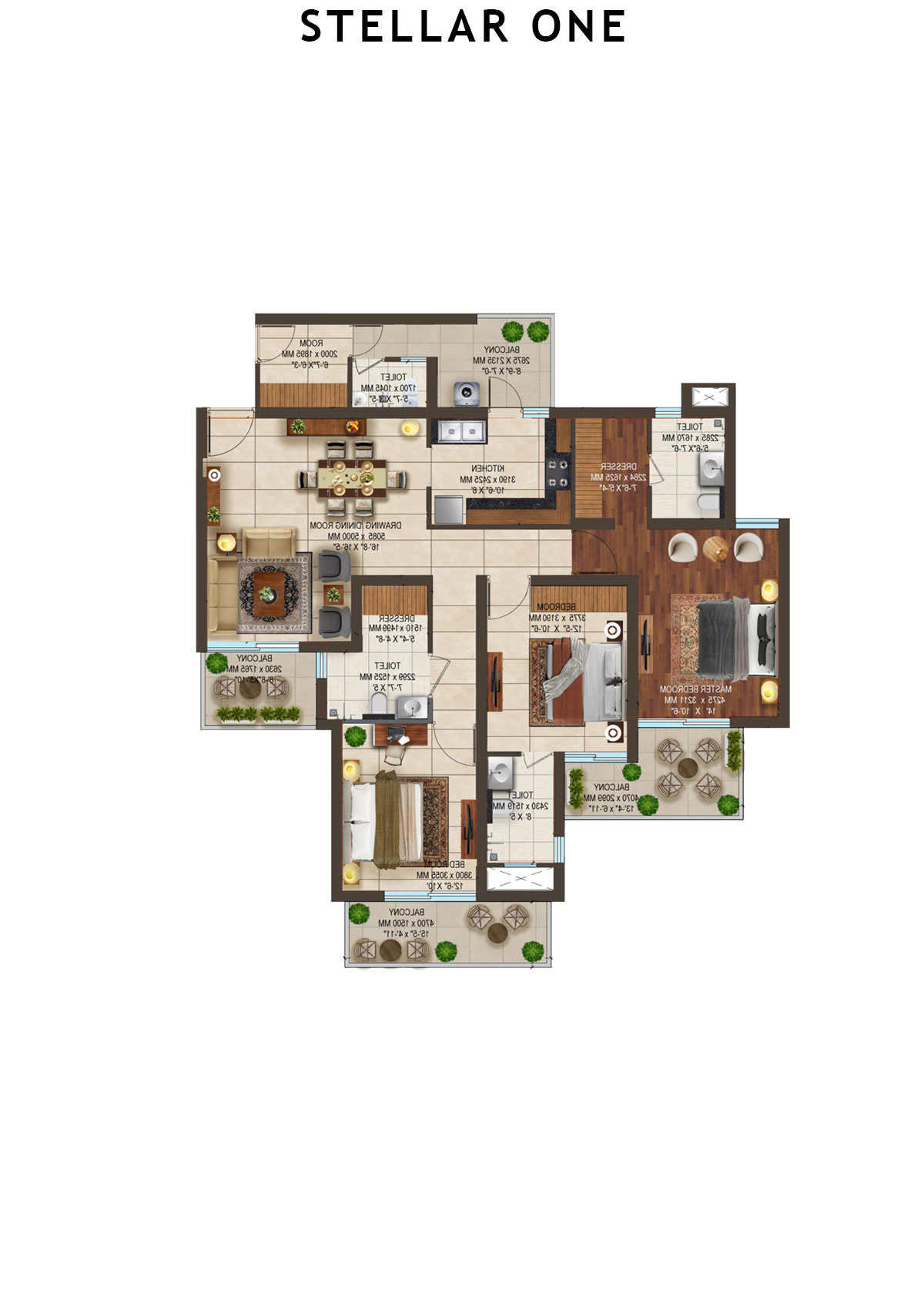 Stellar One Block M Unit 5 (Type 111) Floor Plan