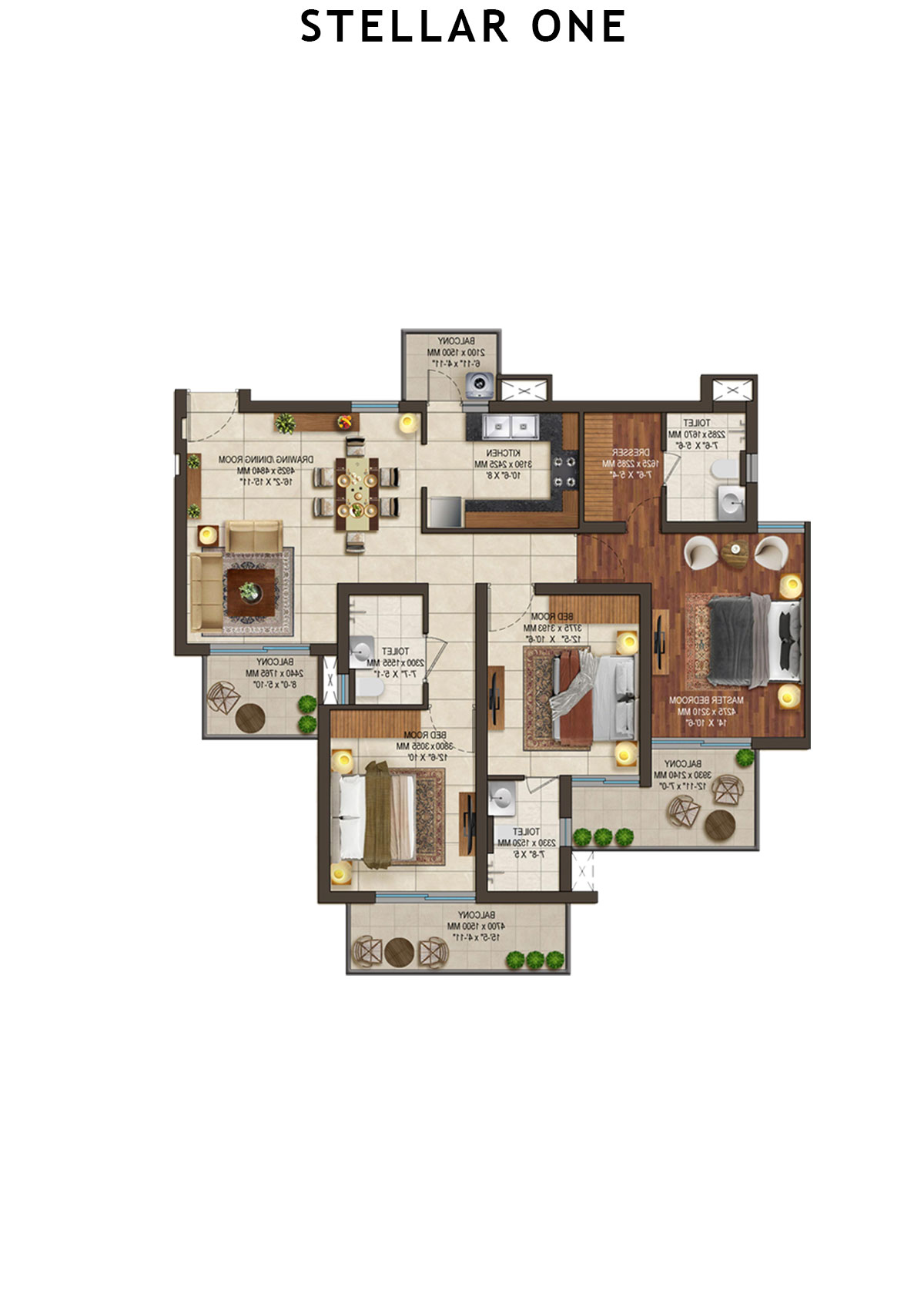Stellar One Block M Unit 7 (Type 1) Floor Plan
