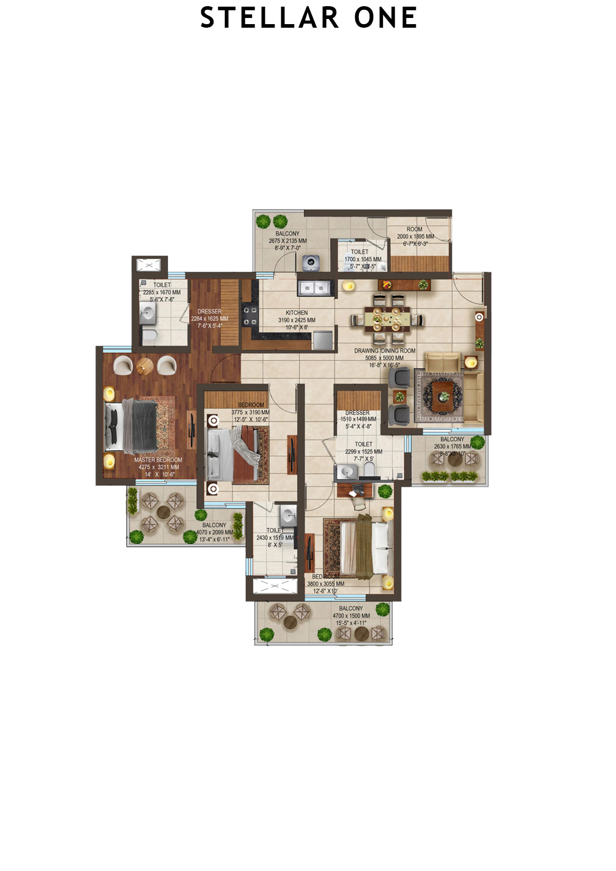 Stellar One Block M Unit 8 (Type 111) Floor Plan