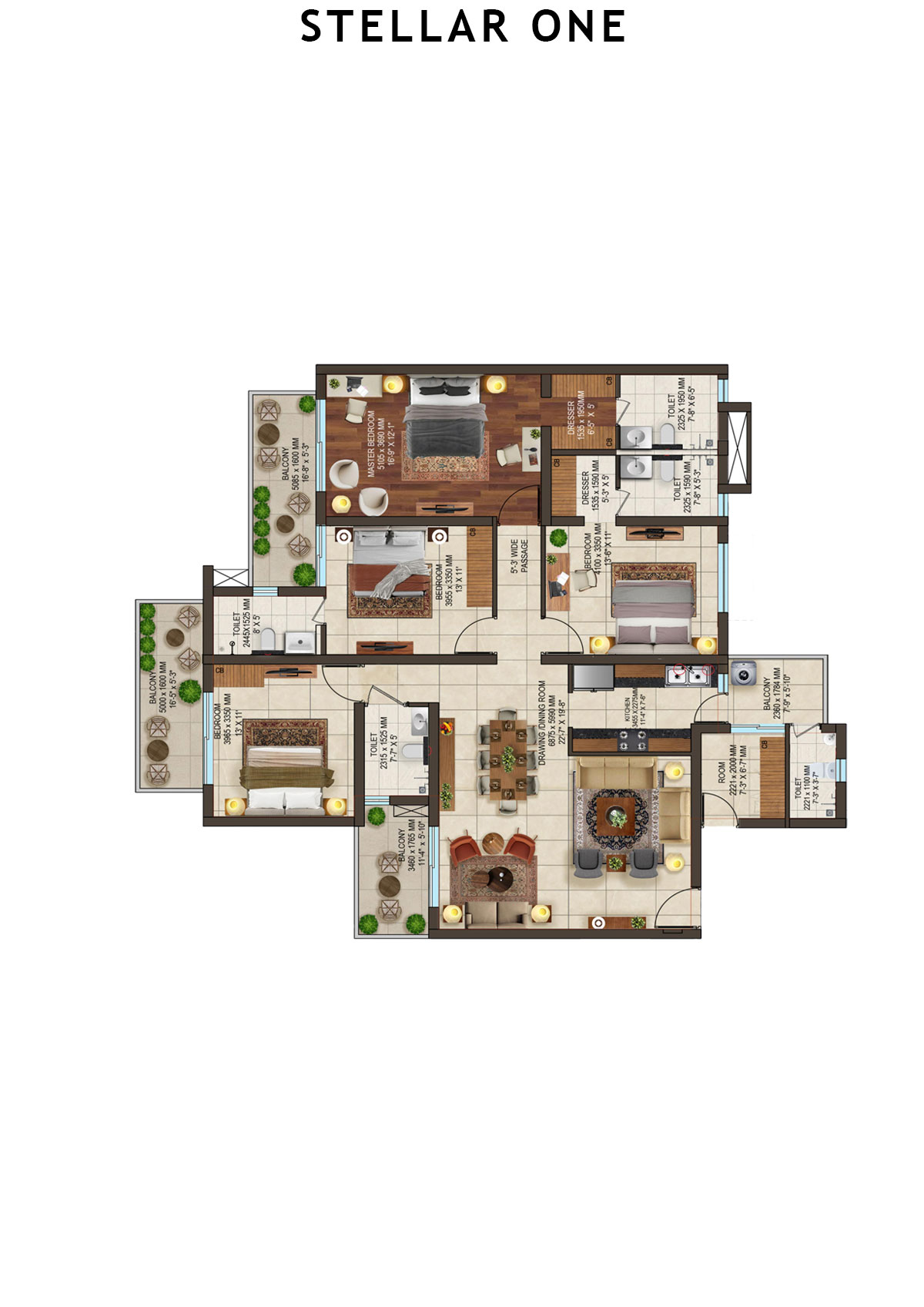Stellar One Block P Unit 1 Floor Plan