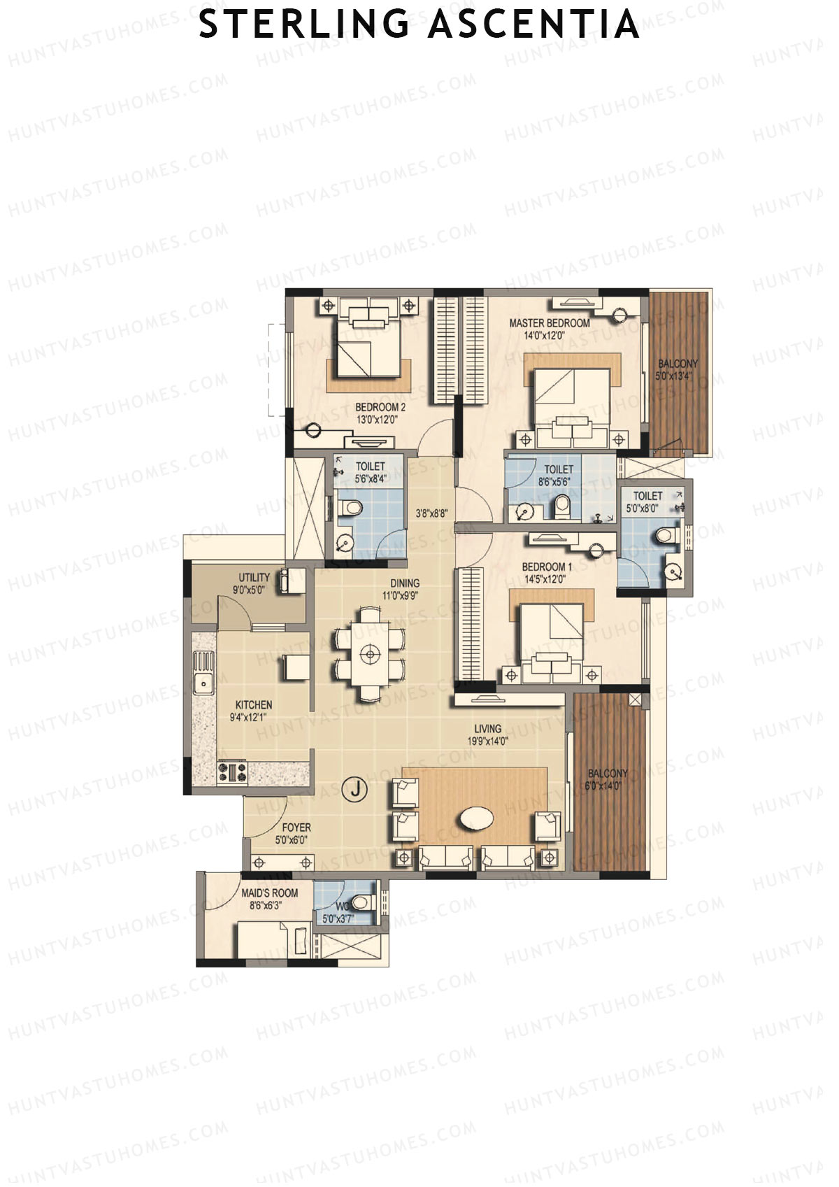 Sterling Ascentia Tower 5 Unit 2 (Type J) Floor Plan