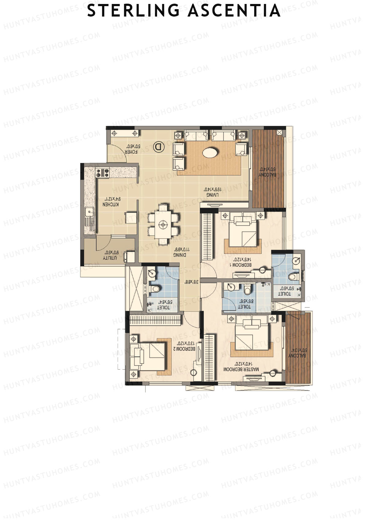 Sterling Ascentia Tower 5 Unit 4 (Type D) Floor Plan