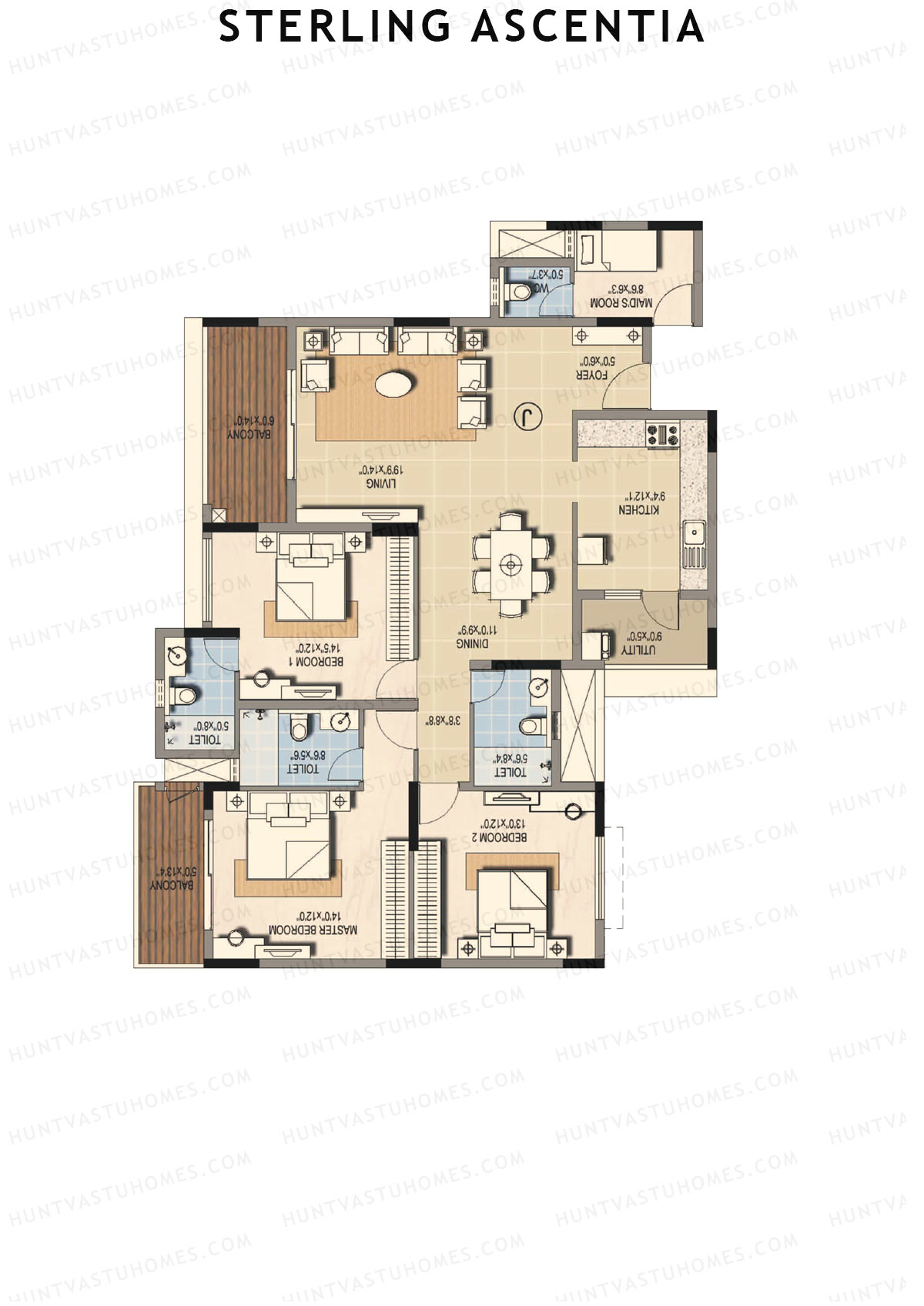 Sterling Ascentia Tower 6 Unit 5 (Type J) Floor Plan
