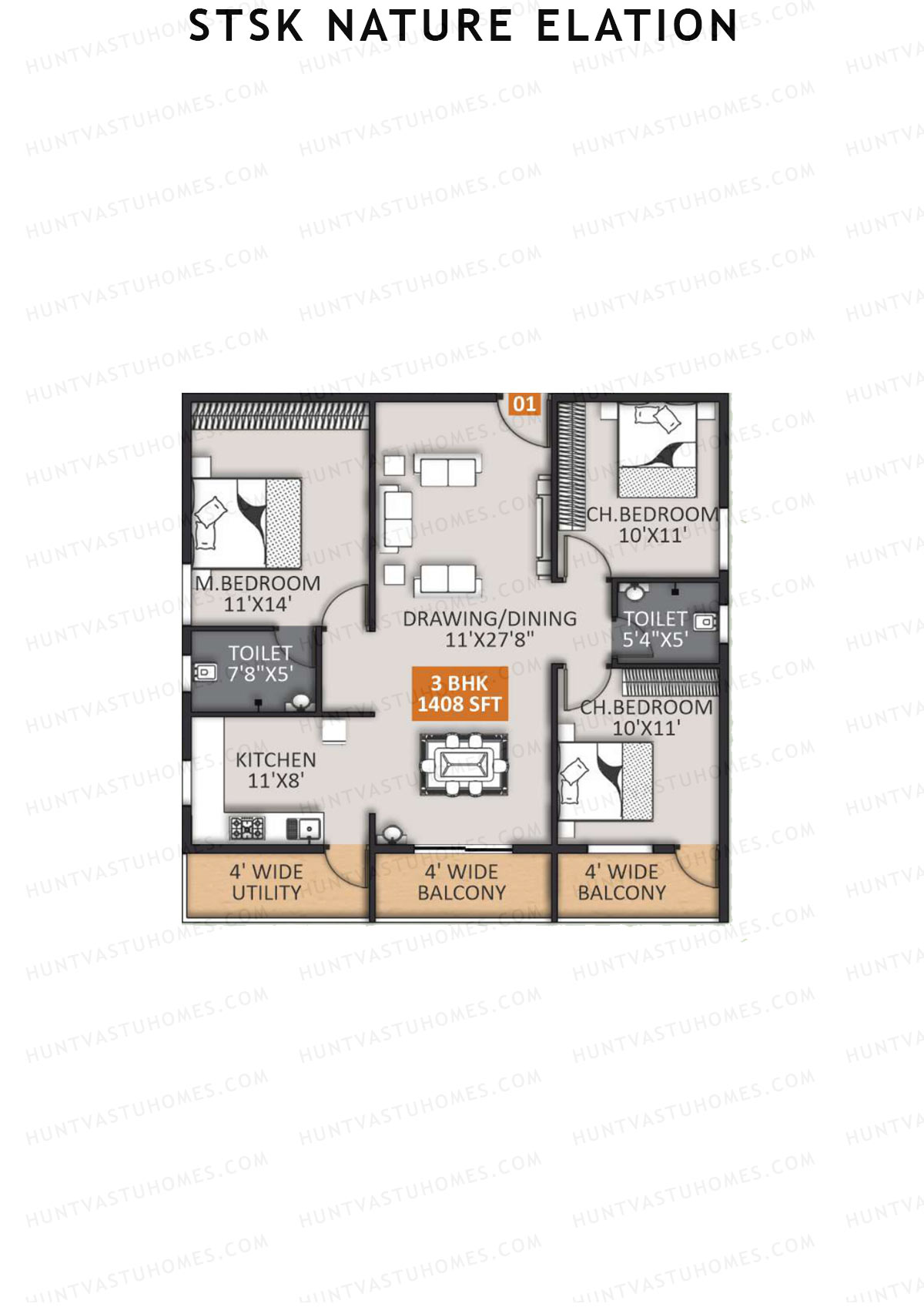 STSK Nature Elation Block B Unit 1 Floor Plan