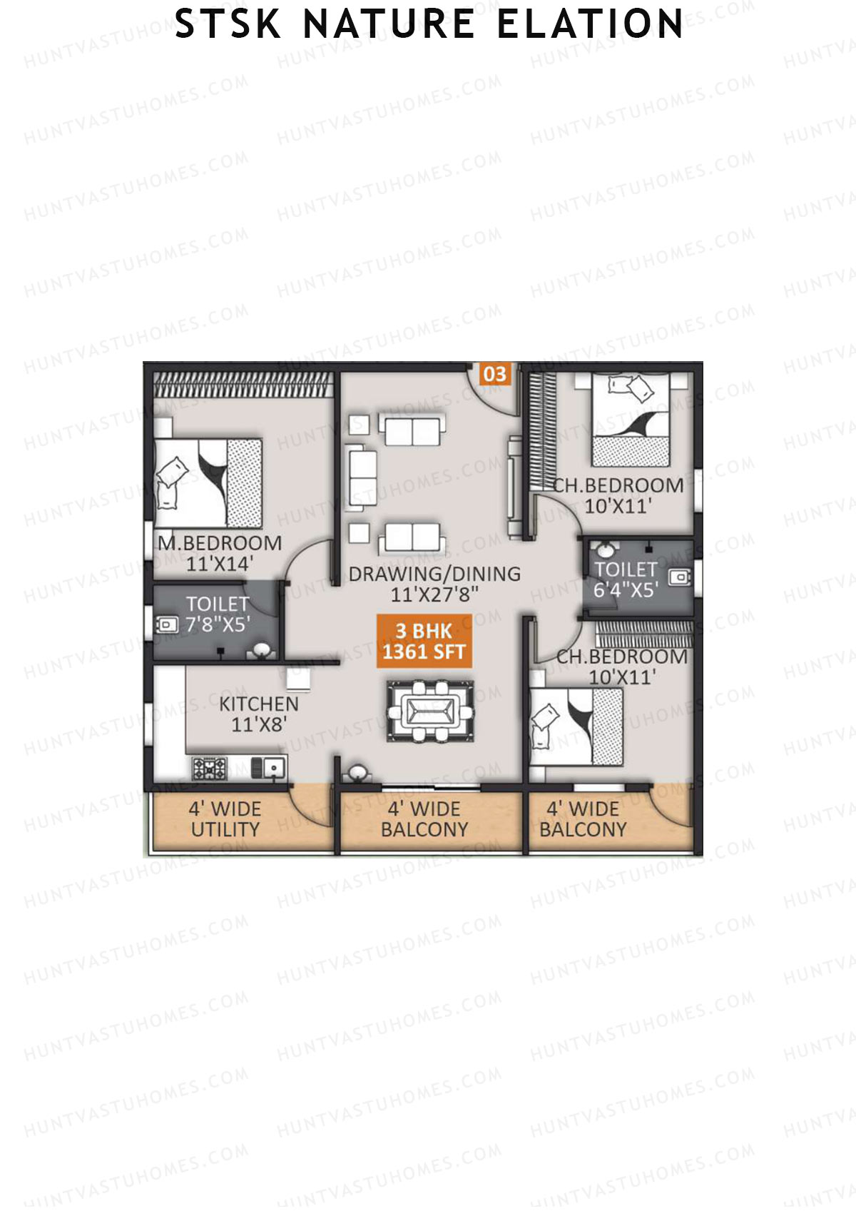 STSK Nature Elation Block B Unit 3 Floor Plan