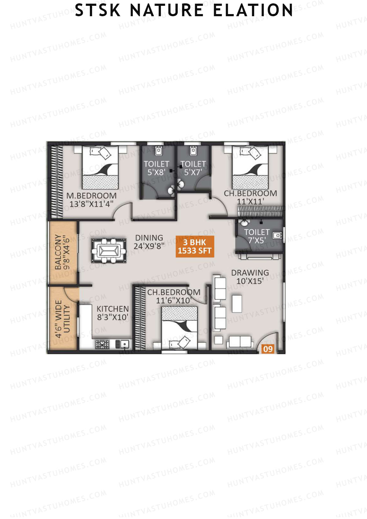 STSK Nature Elation Block B Unit 9 Floor Plan