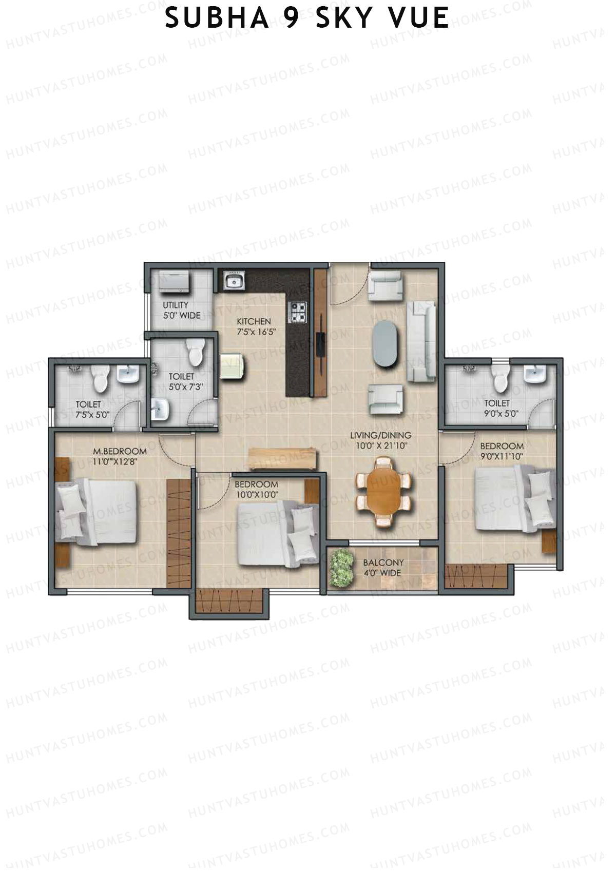 Subha 9 Sky Vue Tower 1 Unit 20 Floor Plan