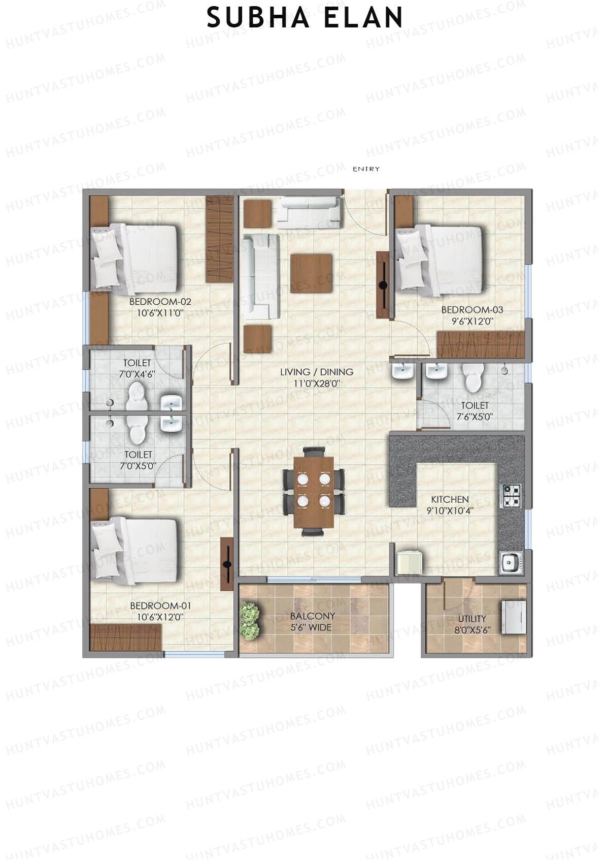 Subha Elan Block A Unit 25 Floor Plan