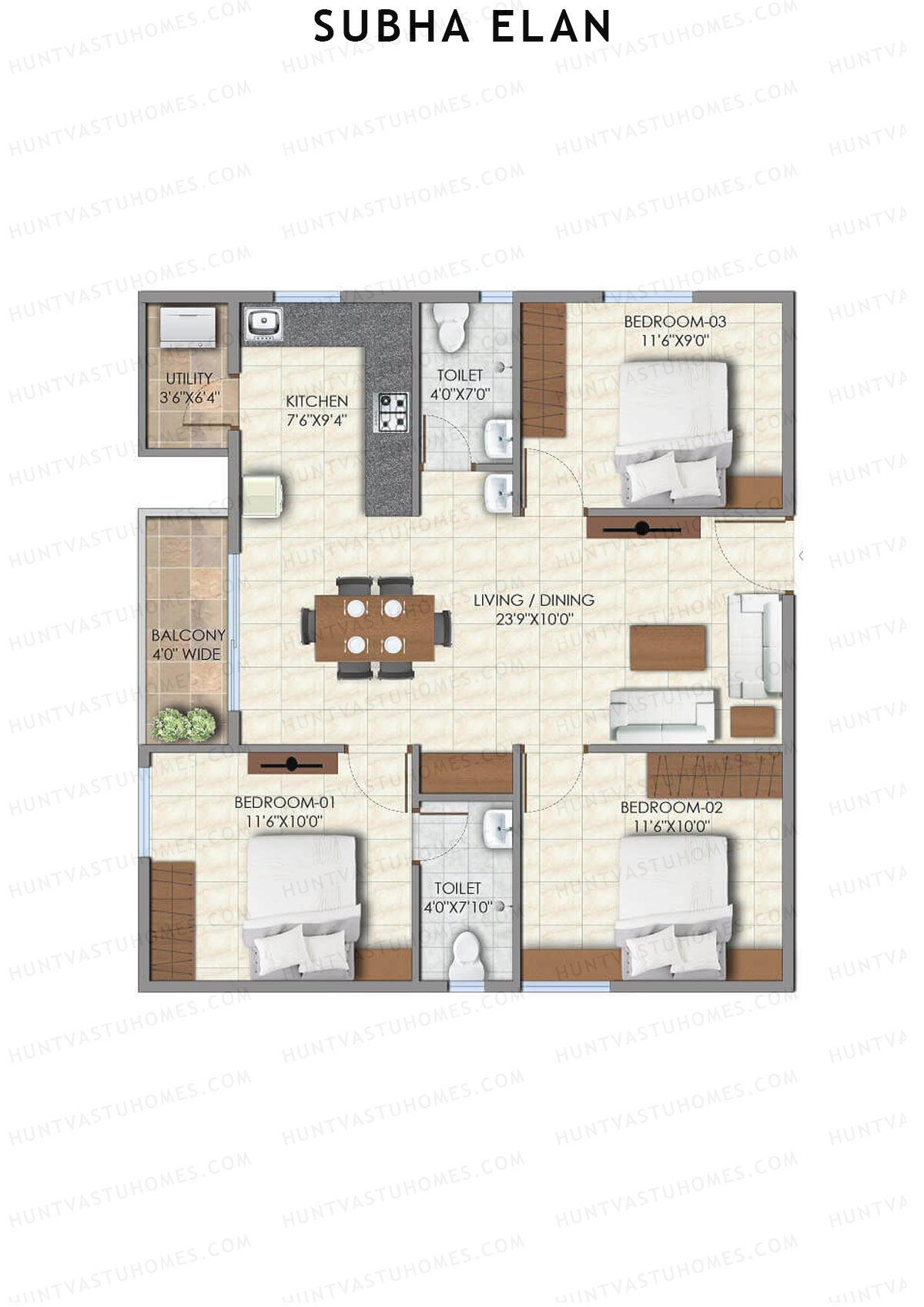 Subha Elan Block A Unit 32 Floor Plan
