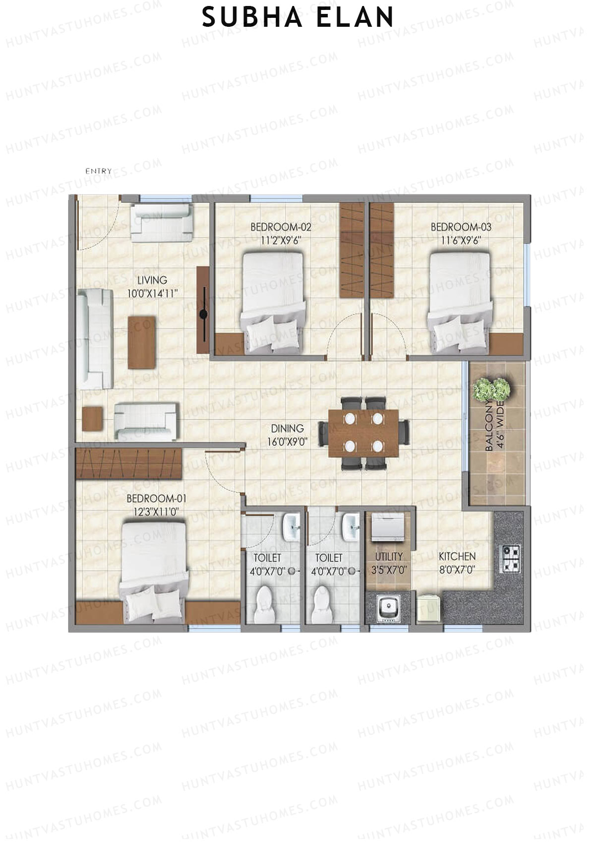 Subha Elan Block A Unit 4 Floor Plan