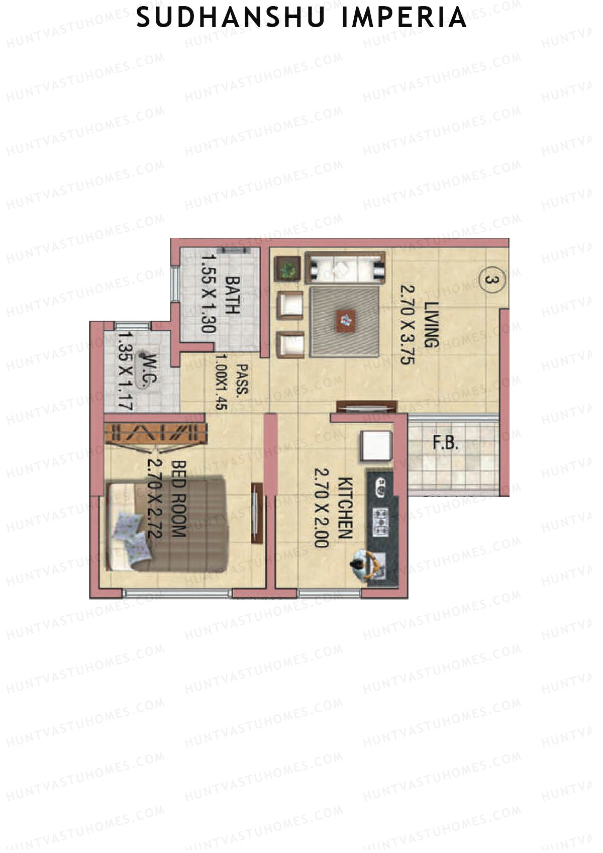 Sudhanshu Imperia Wing B Unit 3 Floor Plan