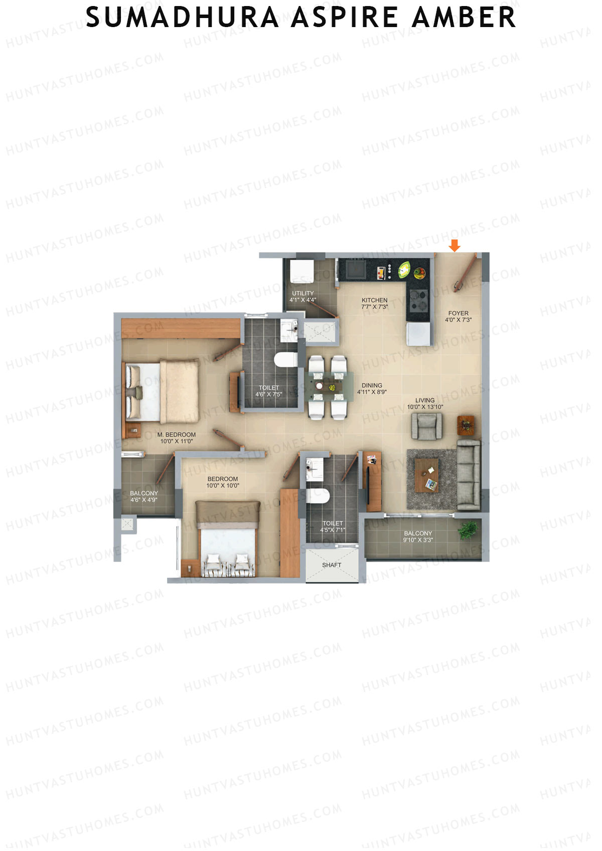 Sumadhura Aspire Amber Wing A Unit 10 (Type 6) Floor Plan