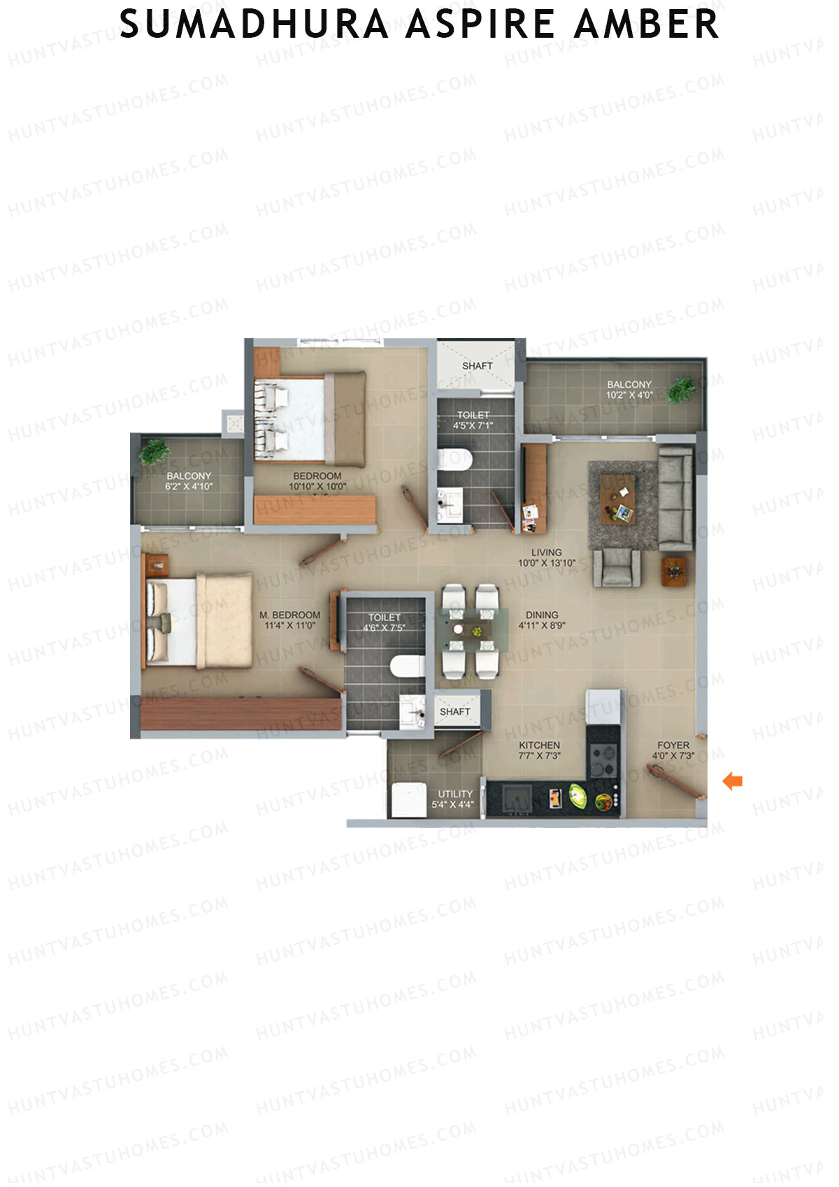 Sumadhura Aspire Amber Wing A Unit 1 (Type 2) Floor Plan