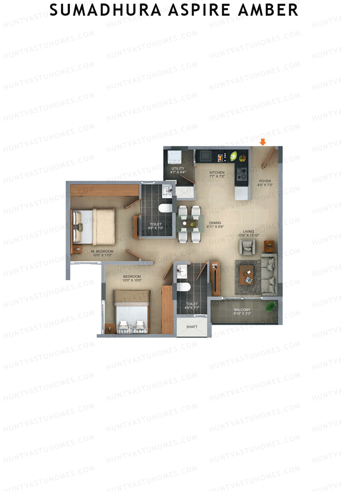 Sumadhura Aspire Amber Wing B Unit 6 (Type 7) Floor Plan