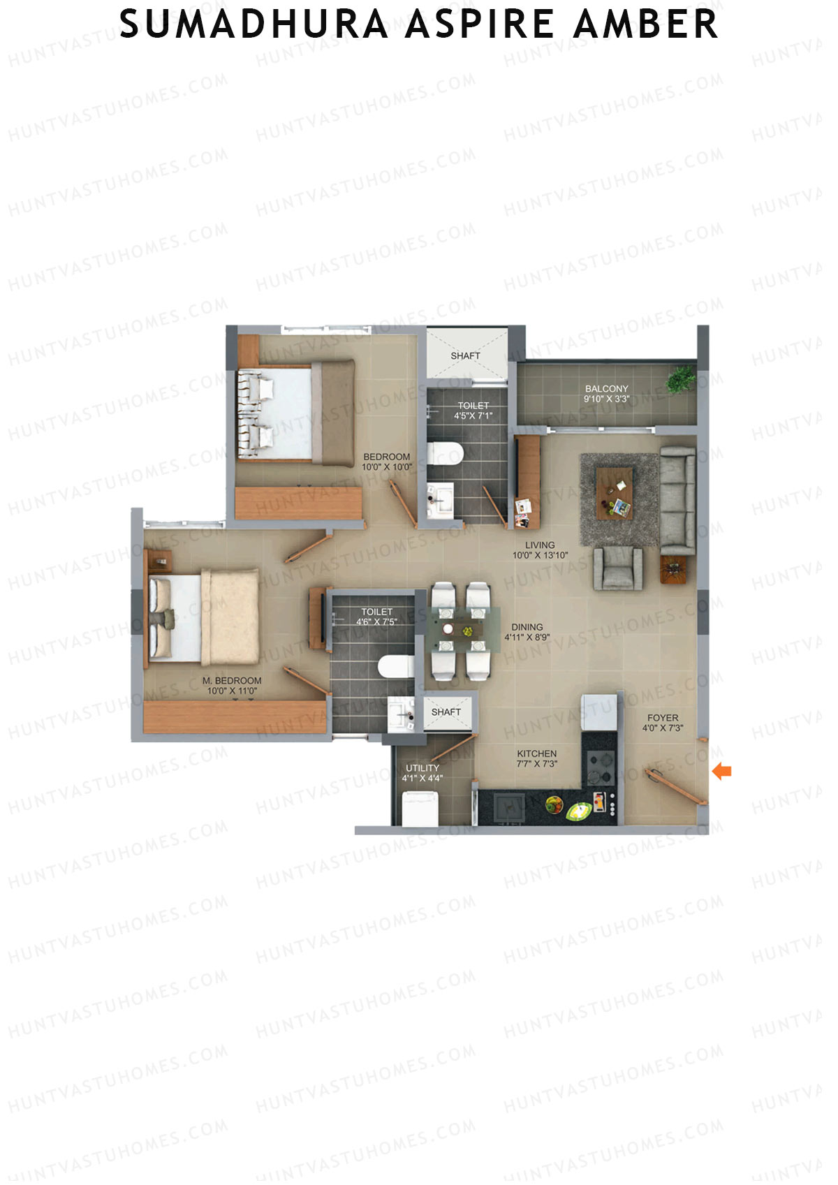Sumadhura Aspire Amber Wing B Unit 7 (Type 3) Floor Plan