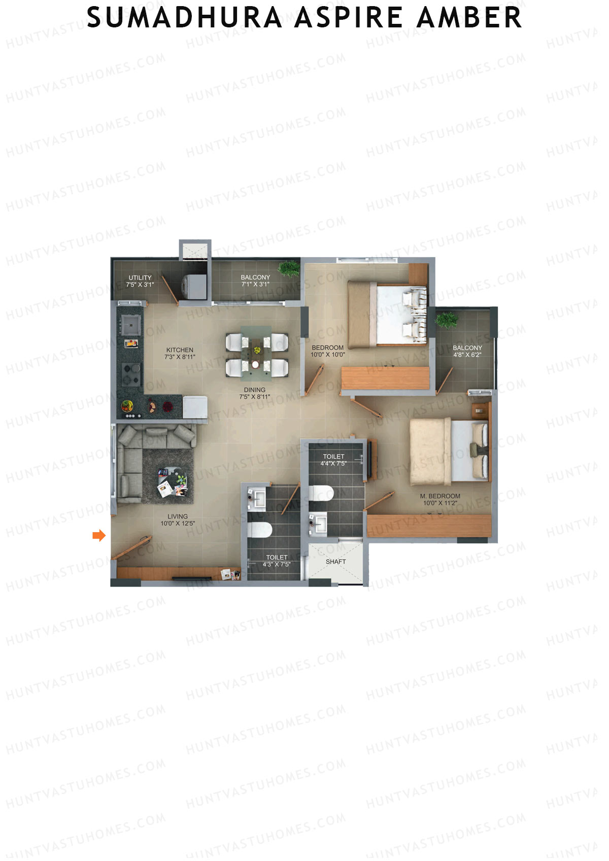 Sumadhura Aspire Amber Wing B Unit 9 (Type 5) Floor Plan