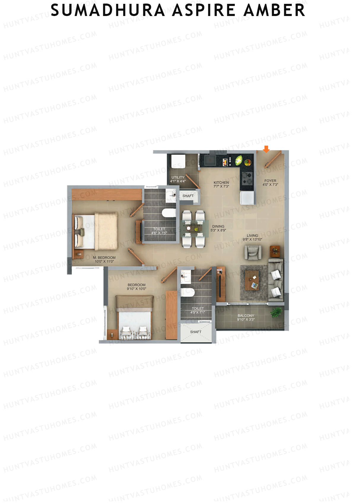 Sumadhura Aspire Amber Wing C Unit 8 (Type 11) Floor Plan