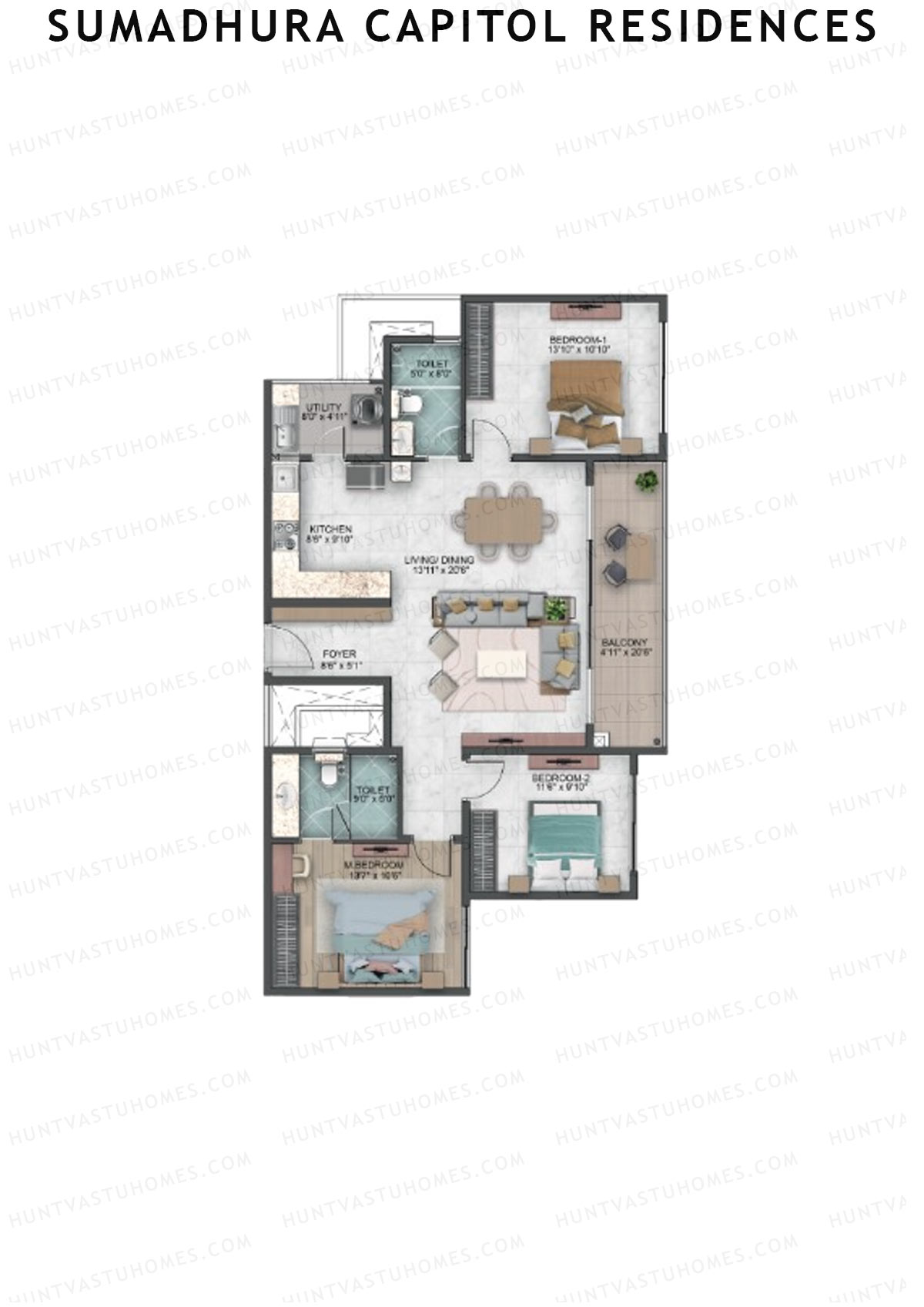 Sumadhura Capitol Residences C Summit Unit 1 (Type 2) Floor Plan