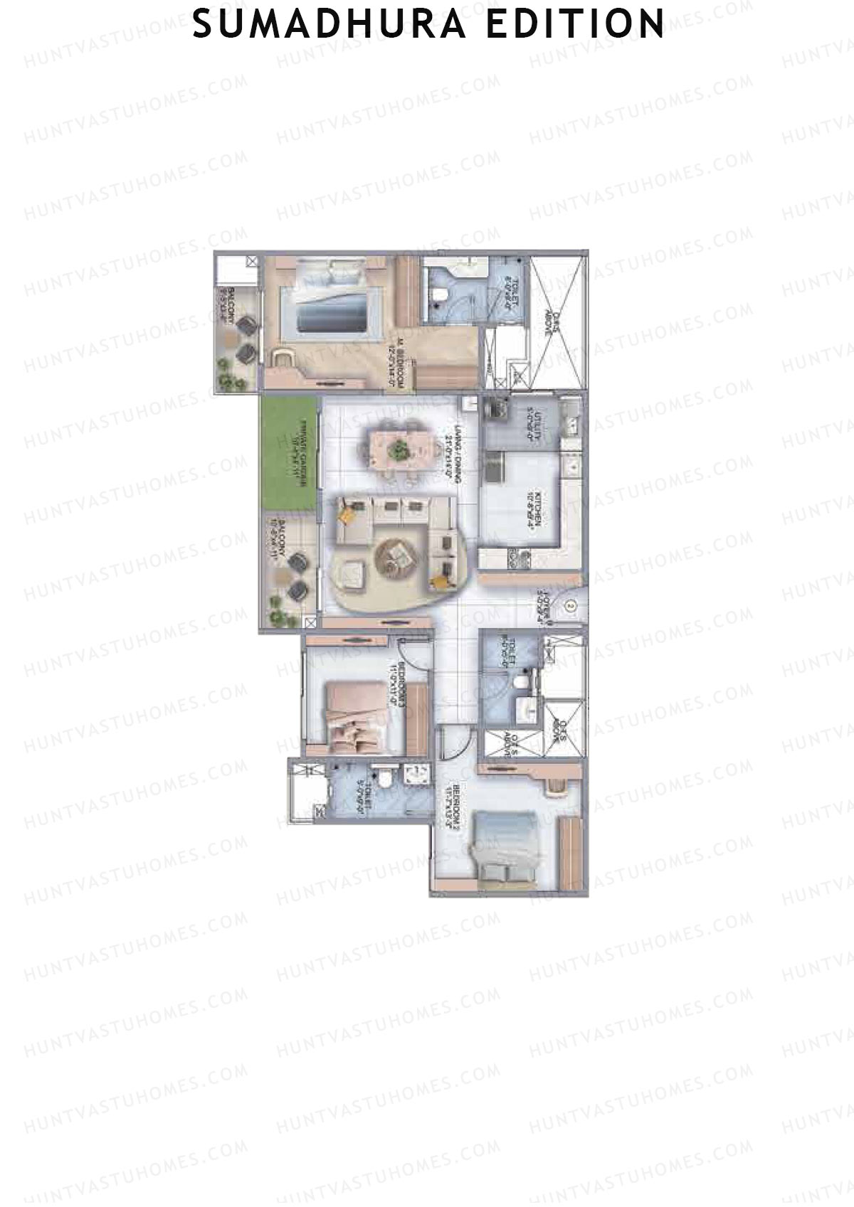 Sumadhura Edition, Wing A Ara, Unit 2, 3BHK, Super Area 1900   sq ft 