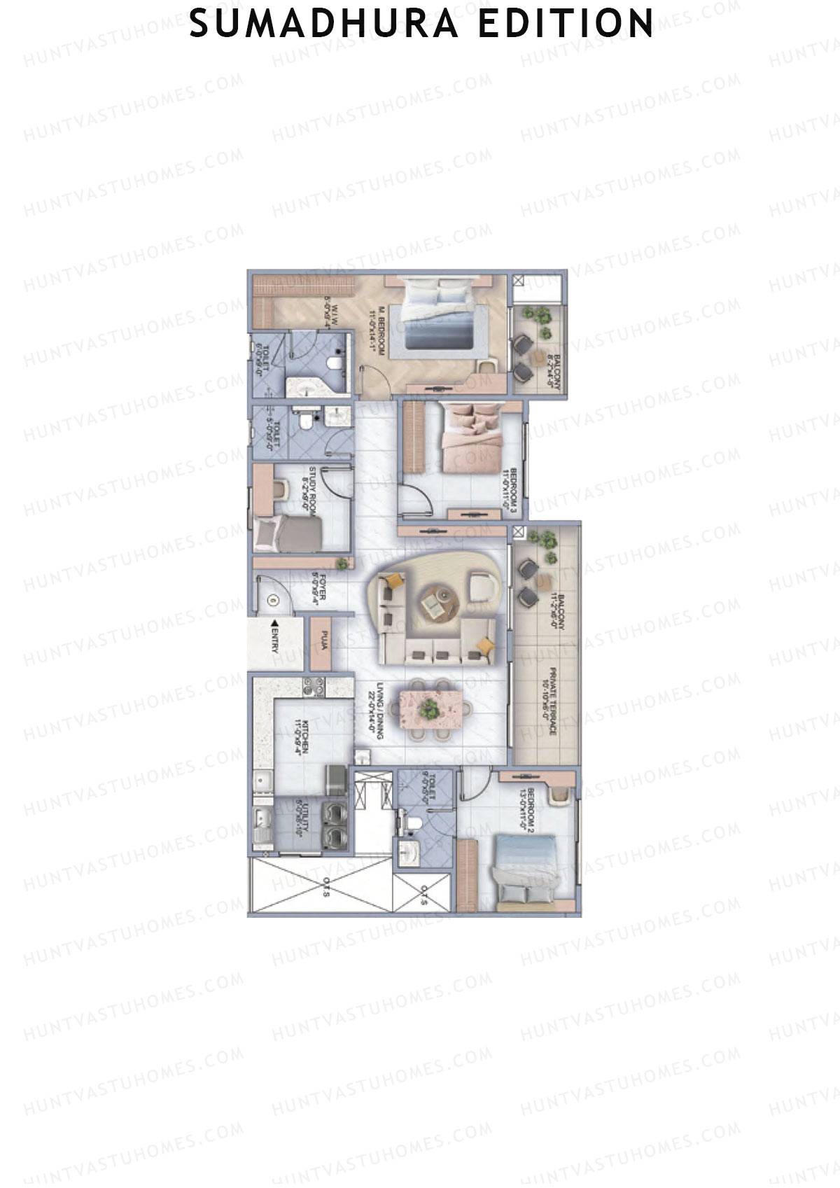 Sumadhura Edition, Wing A Ara, Unit 6, 3BHK, Super Area 2090   sq ft 