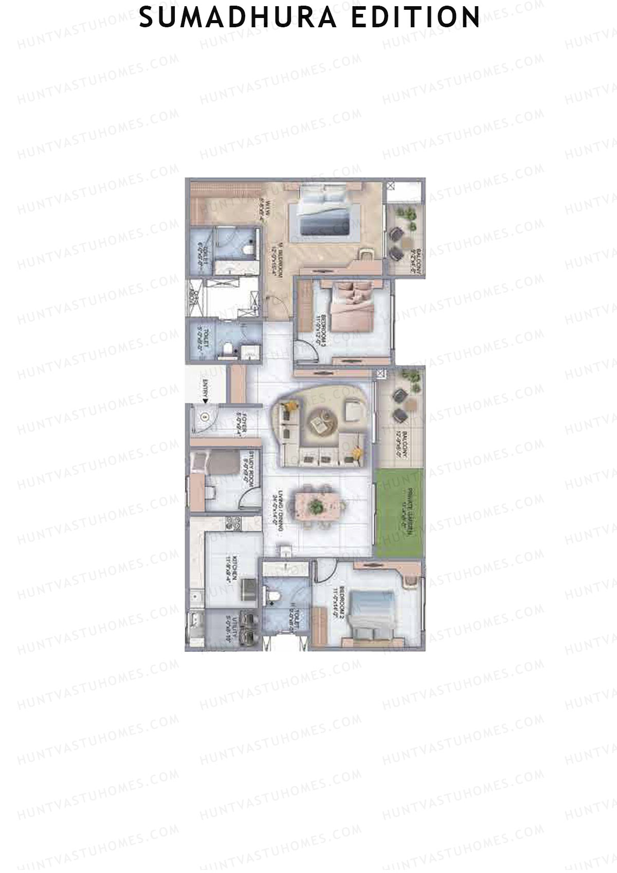 Sumadhura Edition, Wing A Ara, Unit 8, 3BHK, Super Area 2255   sq ft 