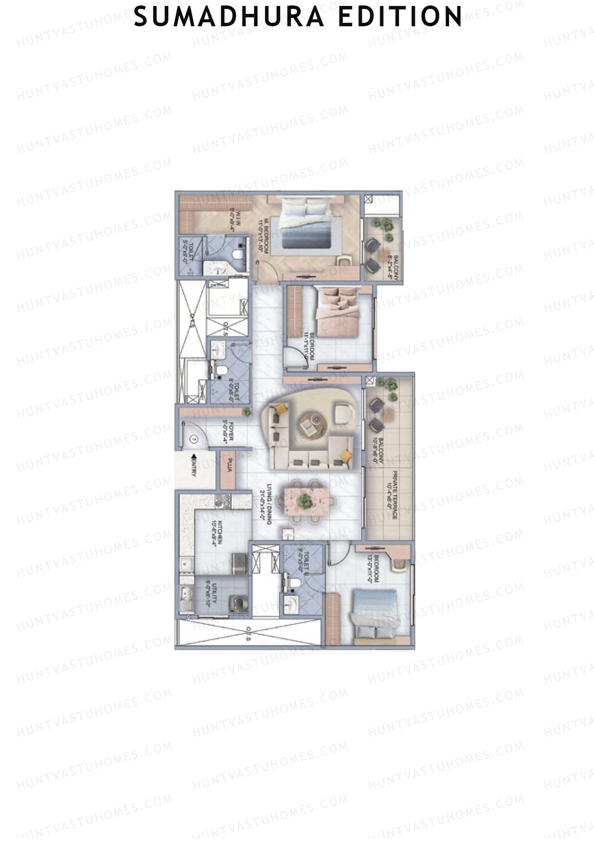 Sumadhura Edition, Wing B Aquila, Unit 7, 3BHK, Super Area 1920   sq ft 