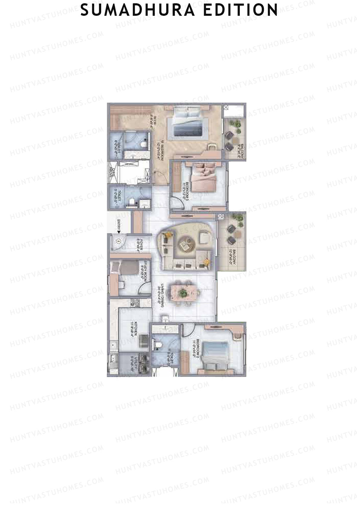 Sumadhura Edition, Wing B Aquila, Unit 8, 3BHK, Super Area 2210   sq ft 